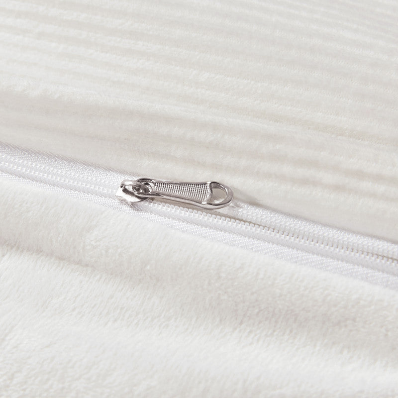 Corduroy Velvet Super King Bed Quilt Cover Set-White - Newstart Furniture