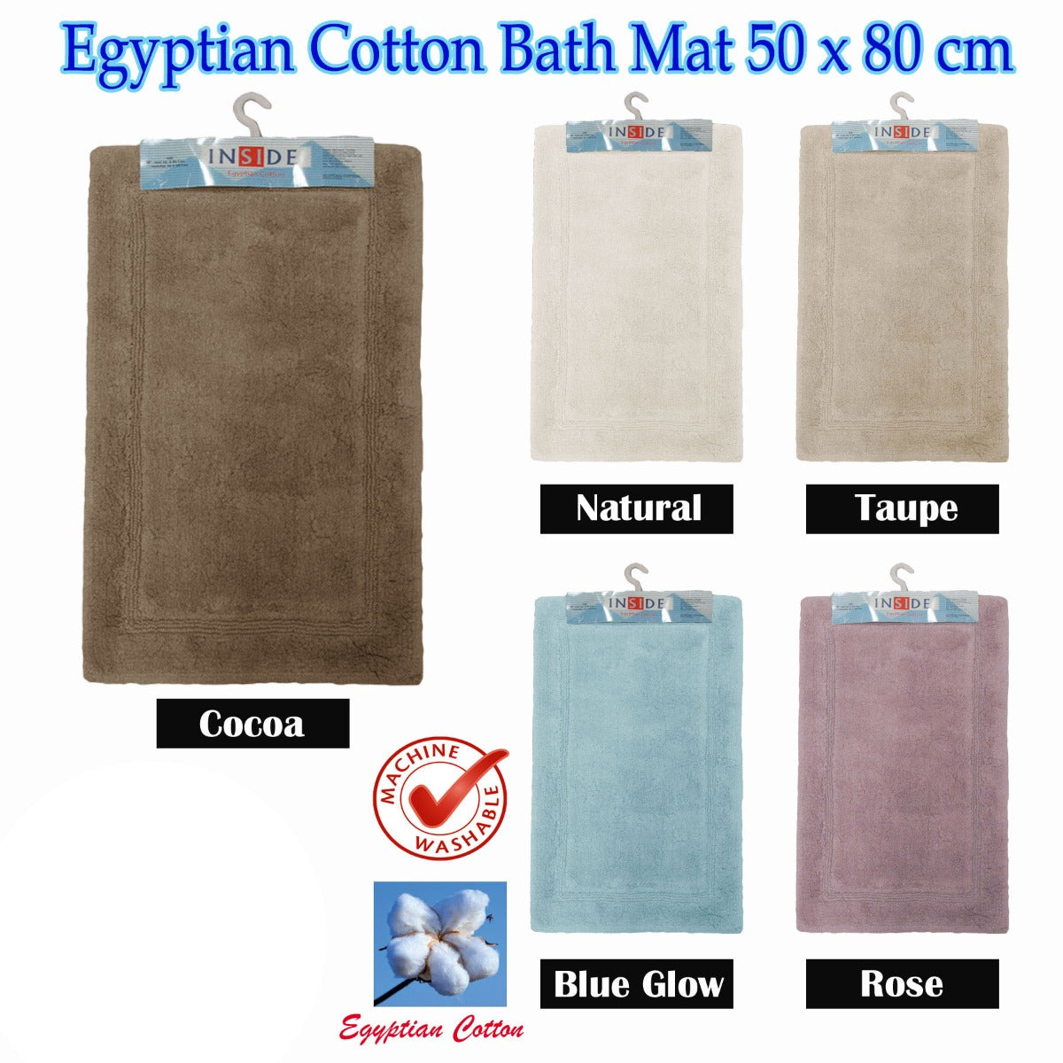 Egyptian Cotton Bath Mat 50x80 cm Taupe - Newstart Furniture