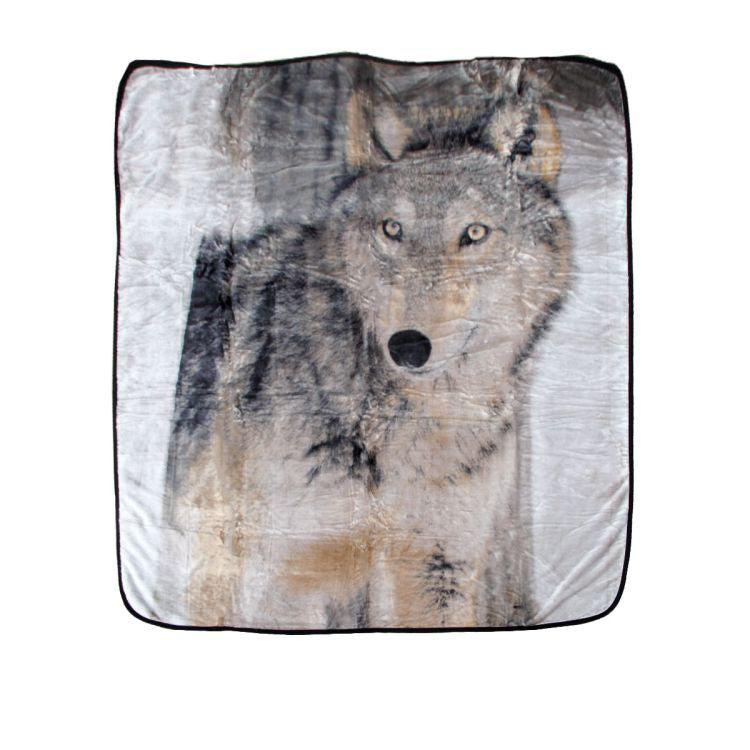 Soft 3D Animal Print Faux Mink Blanket Queen Wild Wolf - Newstart Furniture