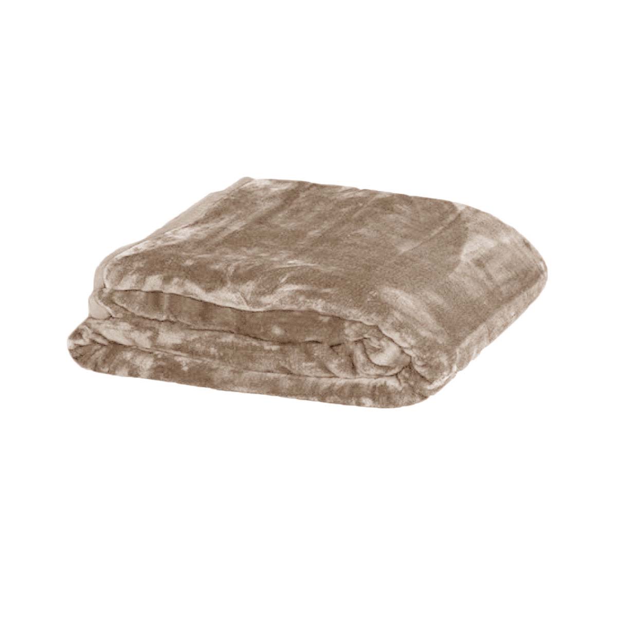 Soft Plain Faux Mink Blanket Queen Latte - Newstart Furniture