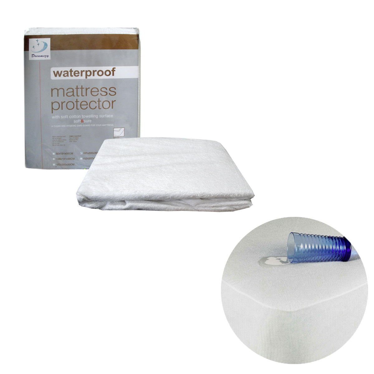 Fully Fitted Terry Waterproof Mattress Protector 30cm Wall - Newstart Furniture