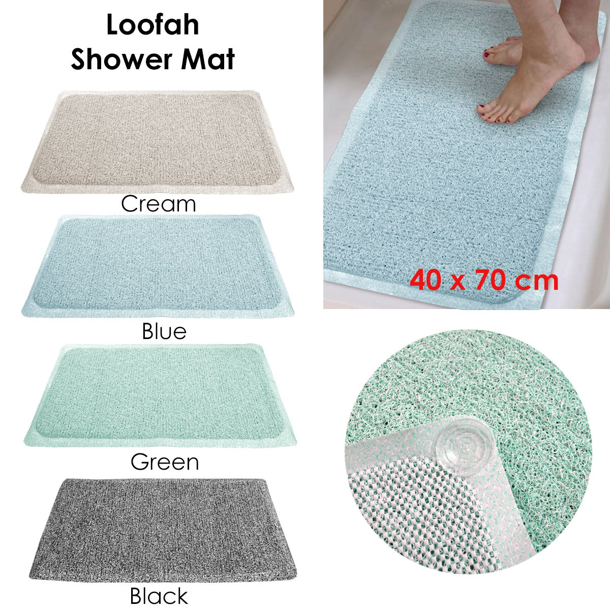 Loofah Shower Mat Blue - Newstart Furniture