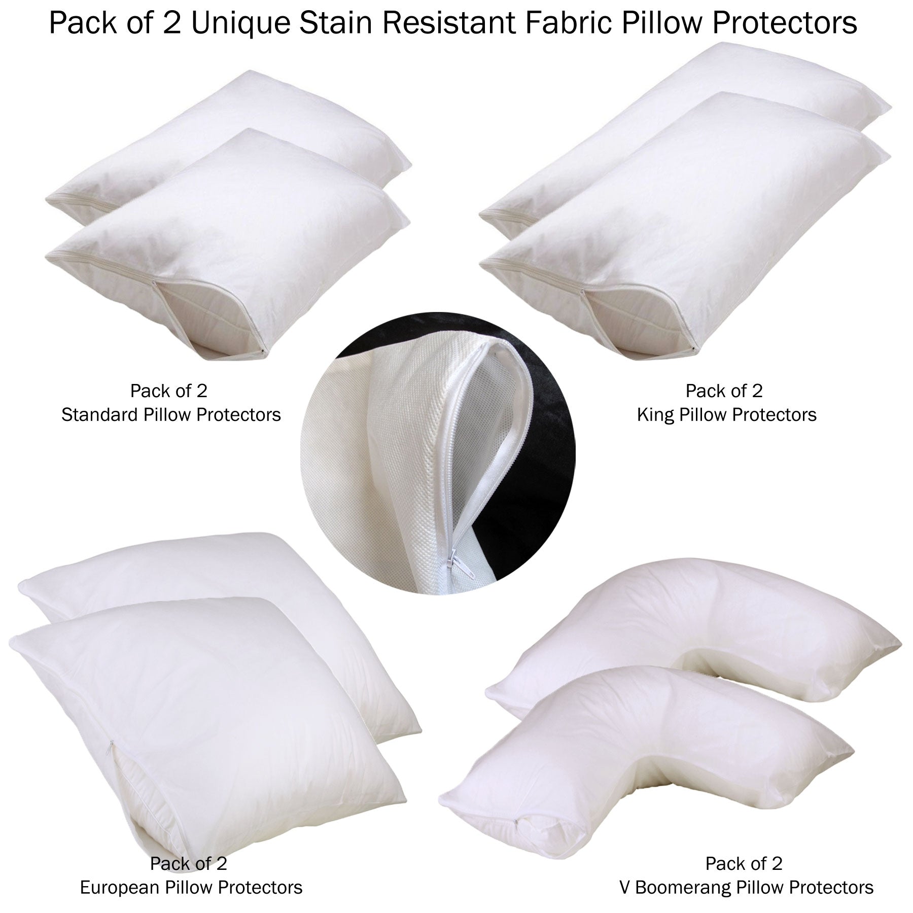 Set of 2 Stain Resistant Pillow Protectors Standard - Newstart Furniture