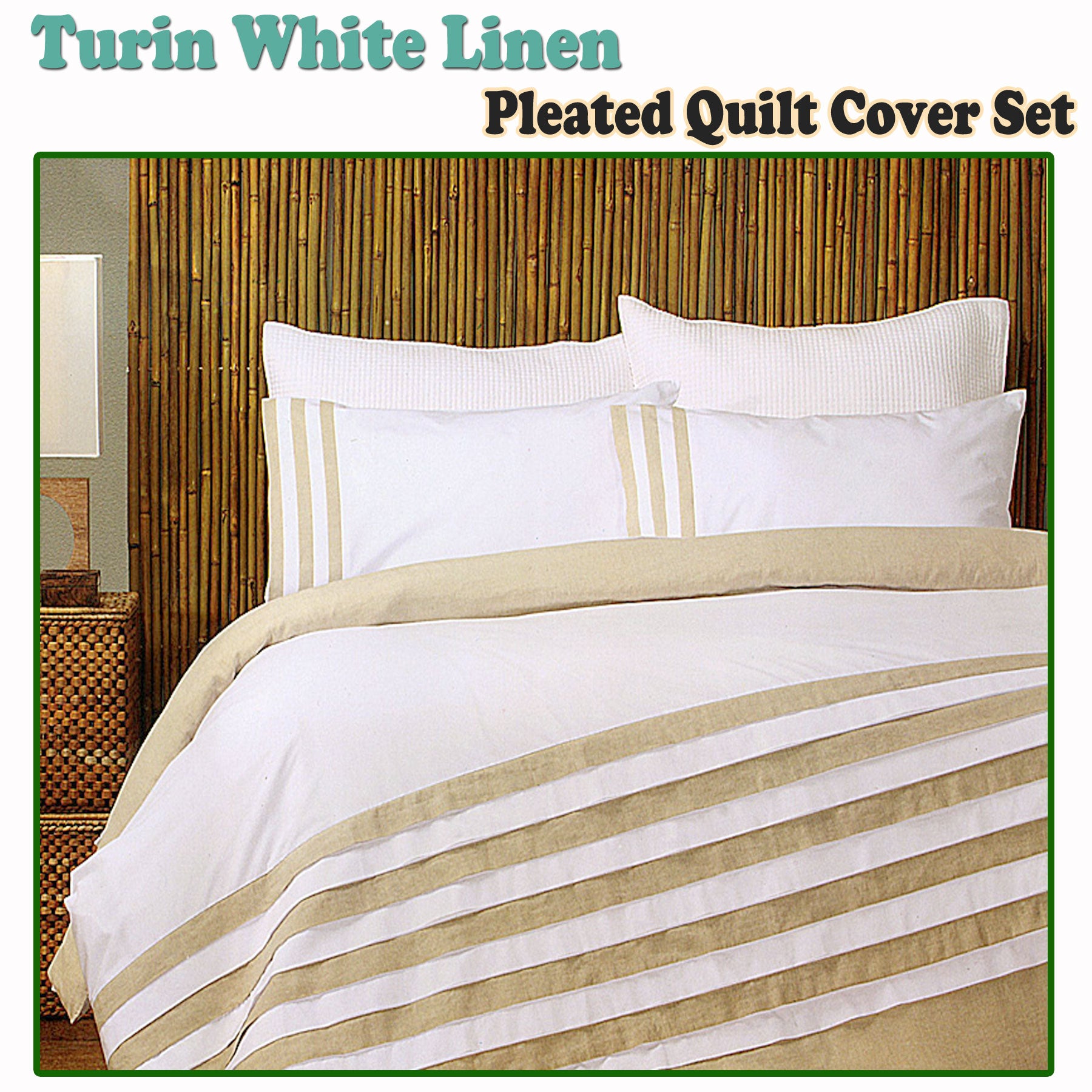 Turin White Linen Quilt Cover Set QUEEN - Newstart Furniture