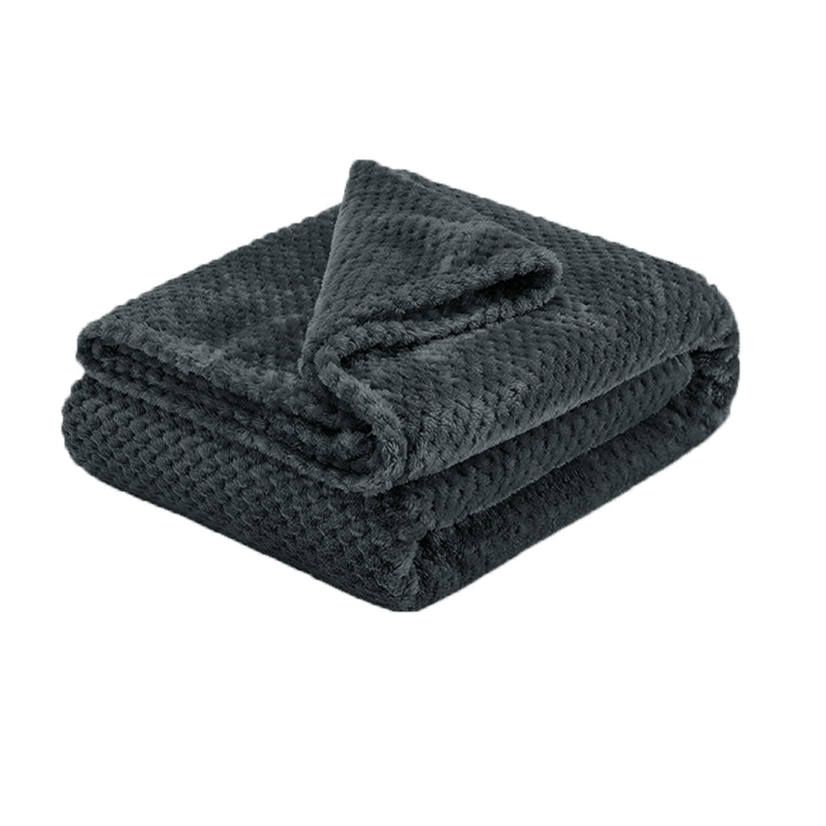 Soft Diamond Fleece Throw Rug/Blanket Charcoal - Newstart Furniture