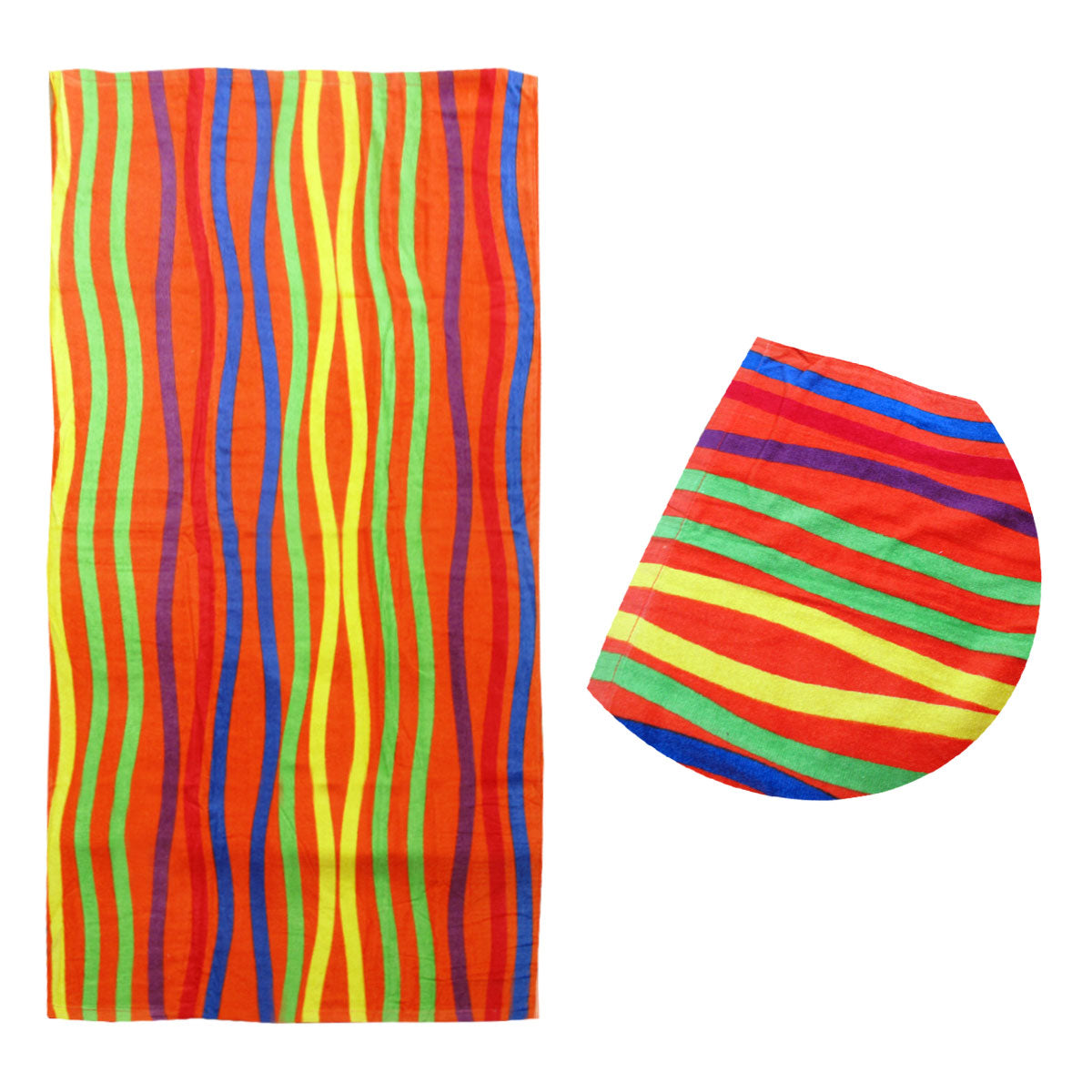Bright Stripes Cotton Velour Printed Beach Towel - Newstart Furniture