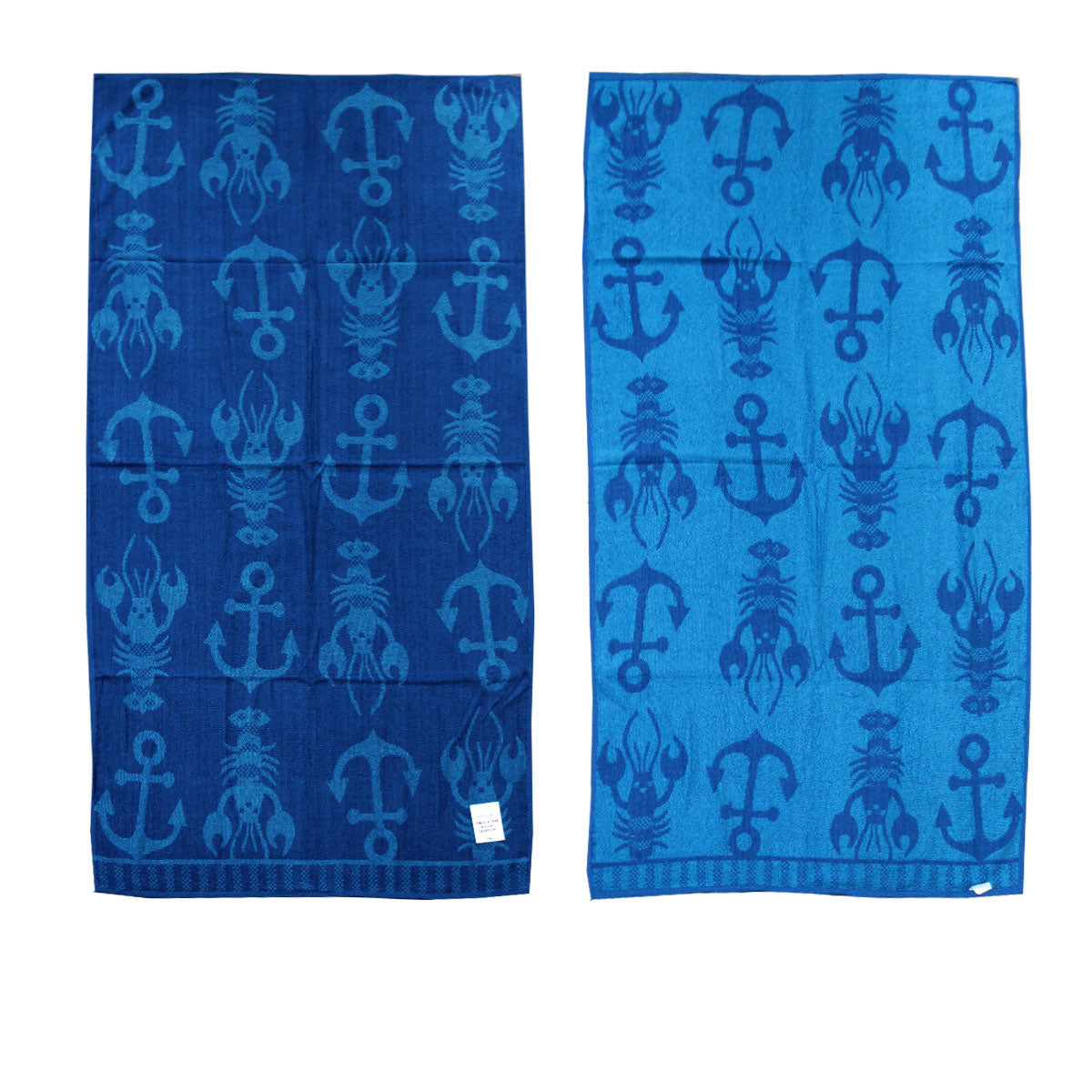 Jacquard Velour Reversible Beach Towel Blue Lobster Anchor - Newstart Furniture