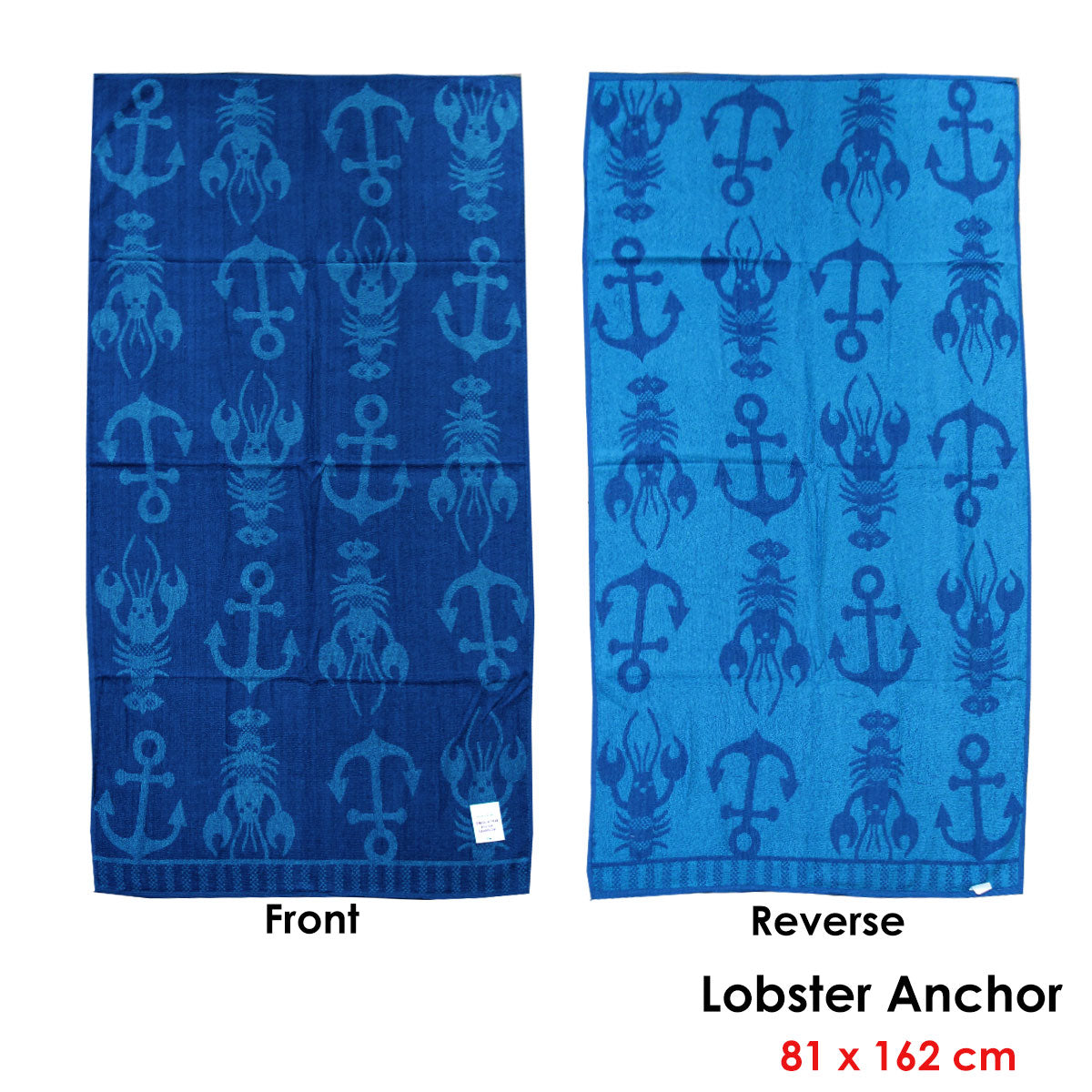 Jacquard Velour Reversible Beach Towel Blue Lobster Anchor - Newstart Furniture