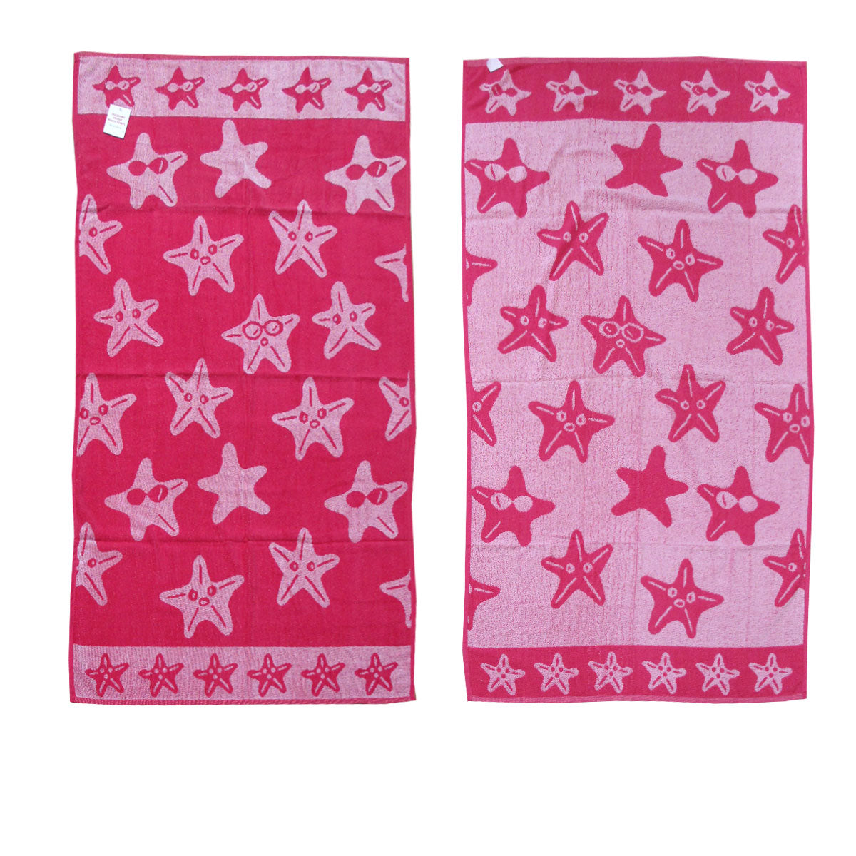 Jacquard Velour Reversible Beach Towel Hot Pink Stars - Newstart Furniture
