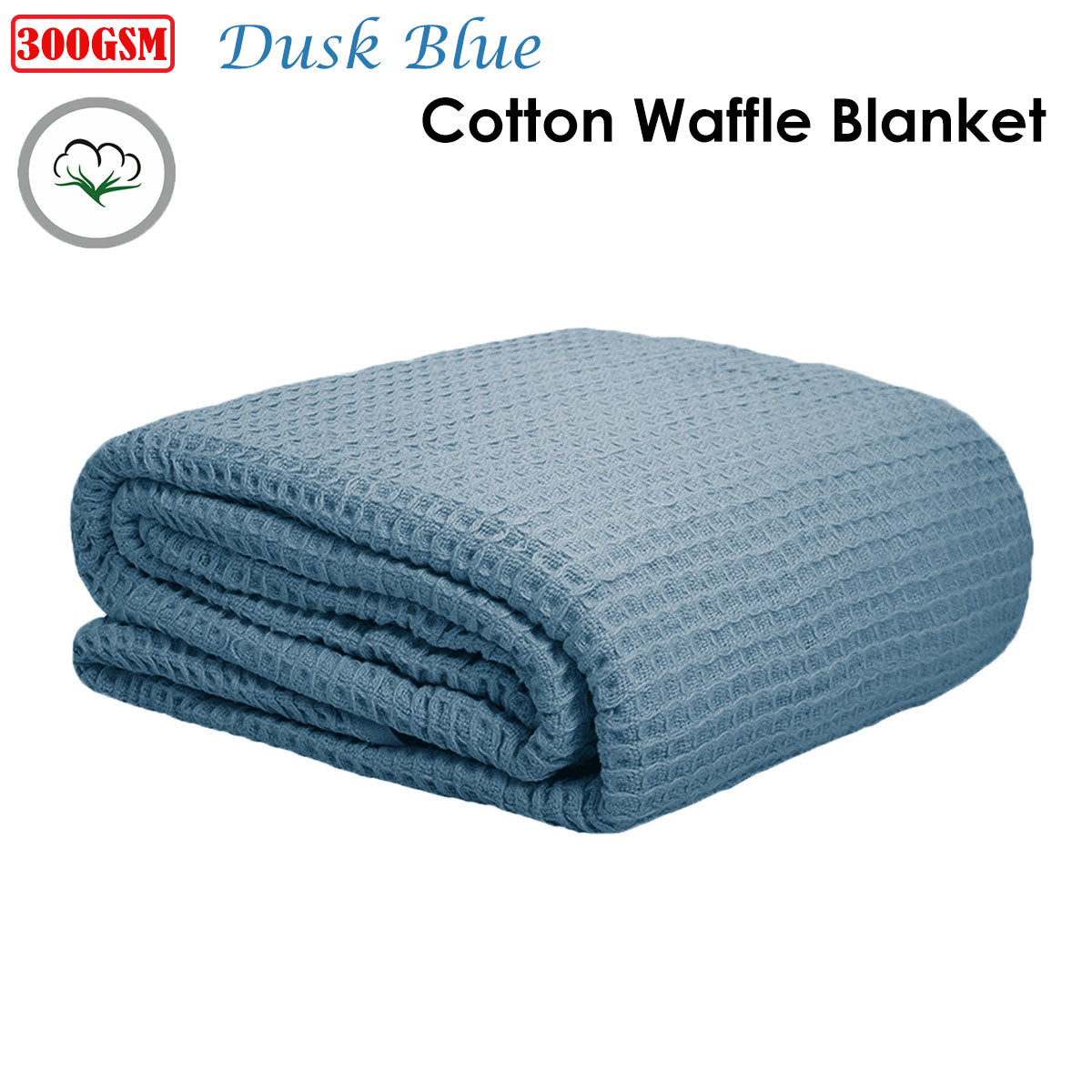 Cotton Waffle Blanket Dusk Blue Queen - Newstart Furniture
