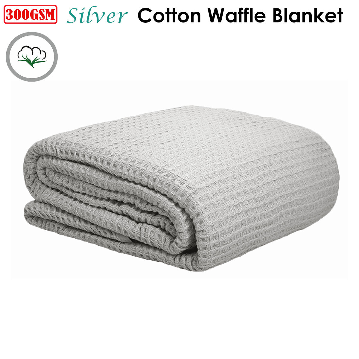 Cotton Waffle Blanket Silver Queen - Newstart Furniture