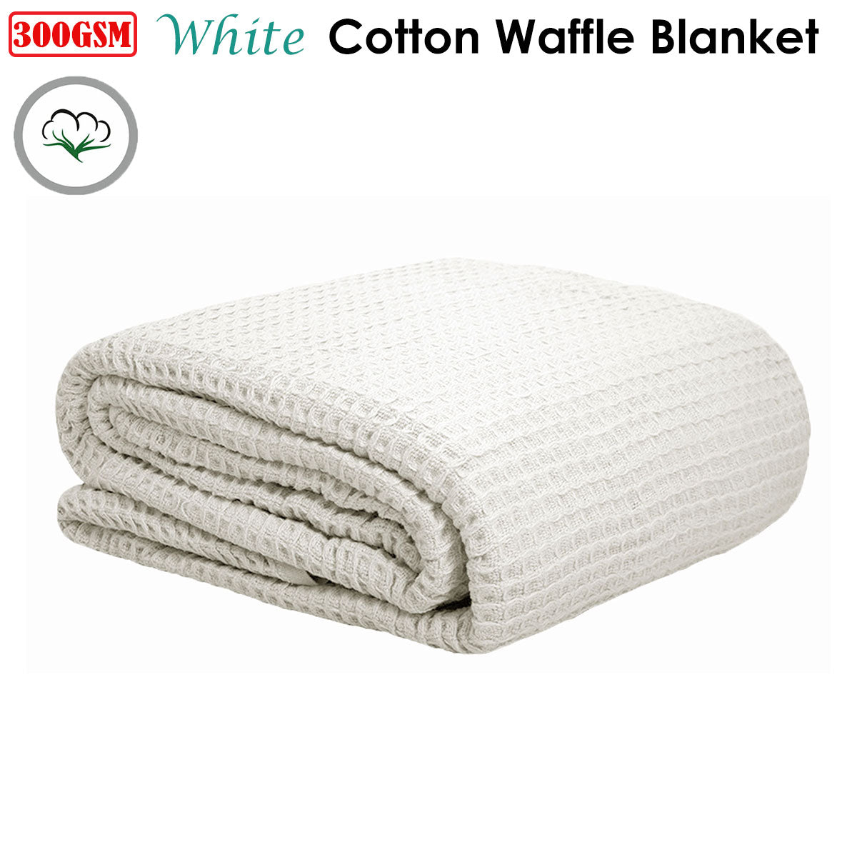Cotton Waffle Blanket White Single - Newstart Furniture