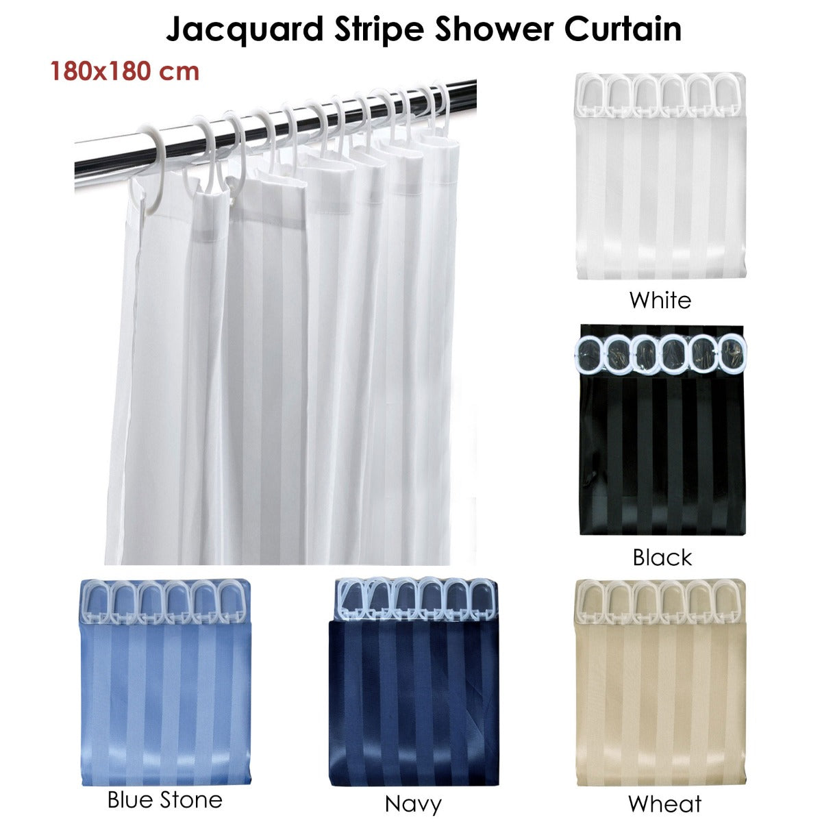 Jacquard Stripe Shower Curtain Black - Newstart Furniture