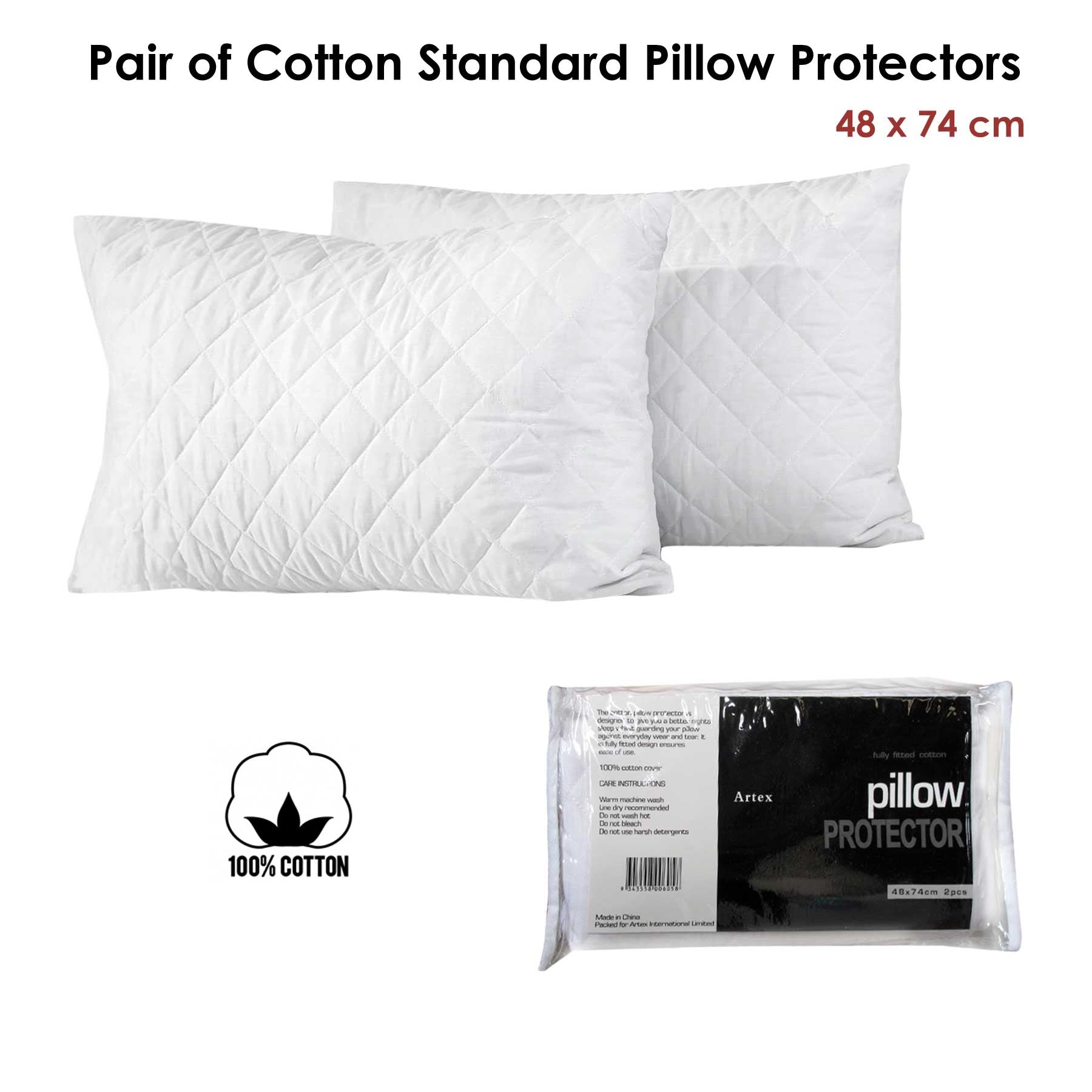 Artex Pair of Cotton Standard Pillow Protectors - Newstart Furniture