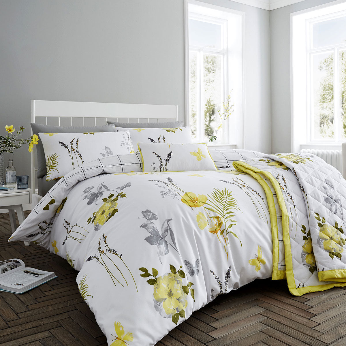 Flora Yellow Quilt Cover Set King - Newstart Furniture