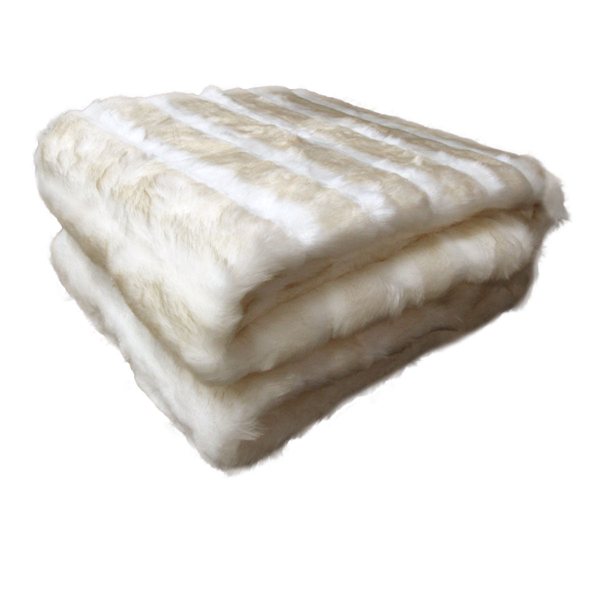 Faux Fur Luxury Animal Throw Rug White Cream Chinchilla - Newstart Furniture