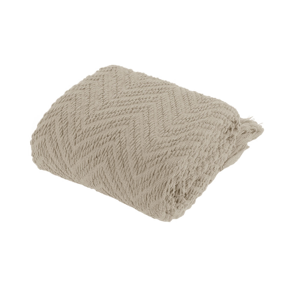 Ezra Taupe Knitted Throw Rug - Newstart Furniture