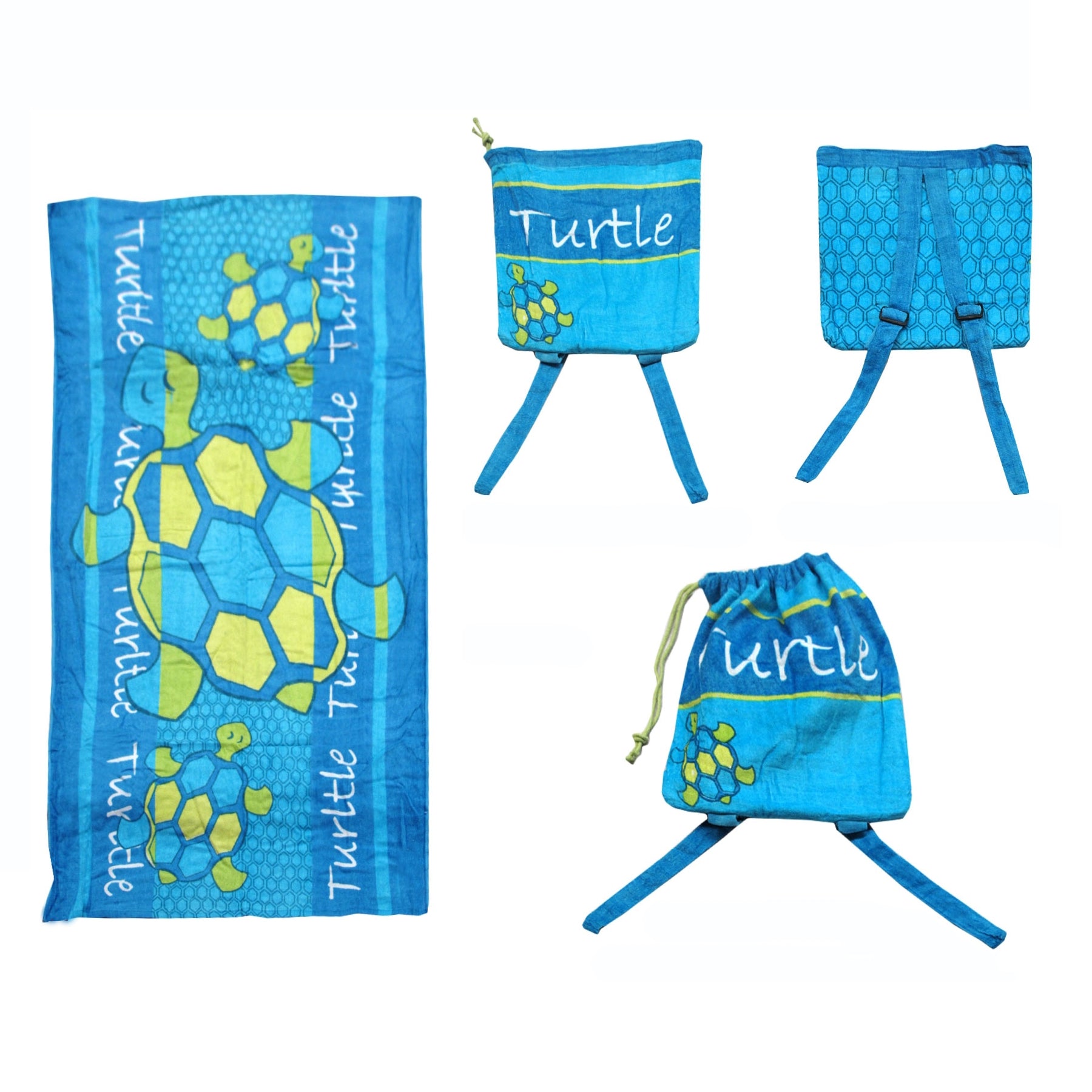Kids Beach Towel N Bag Turtle - Newstart Furniture