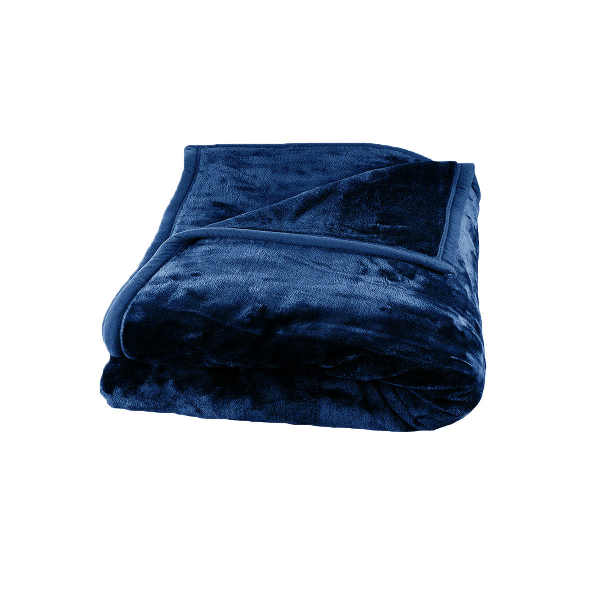 675gsm 2 Ply Solid Faux Mink Blanket Queen 200x240 cm Navy - Newstart Furniture