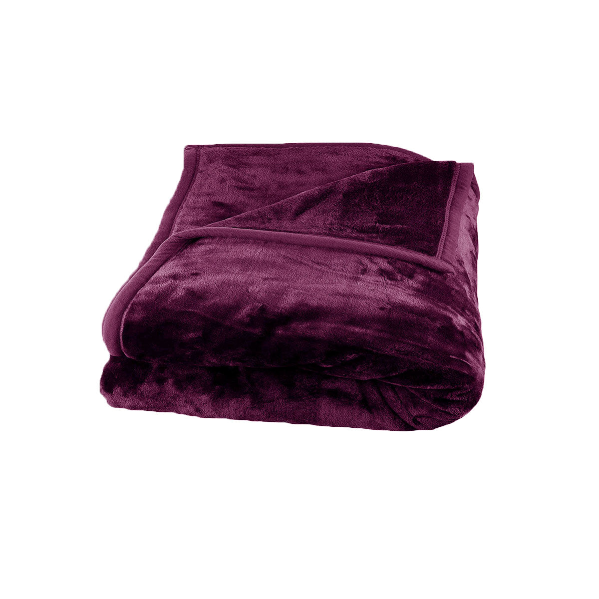 675gsm 2 Ply Solid Faux Mink Blanket Queen 200x240 cm Plum - Newstart Furniture
