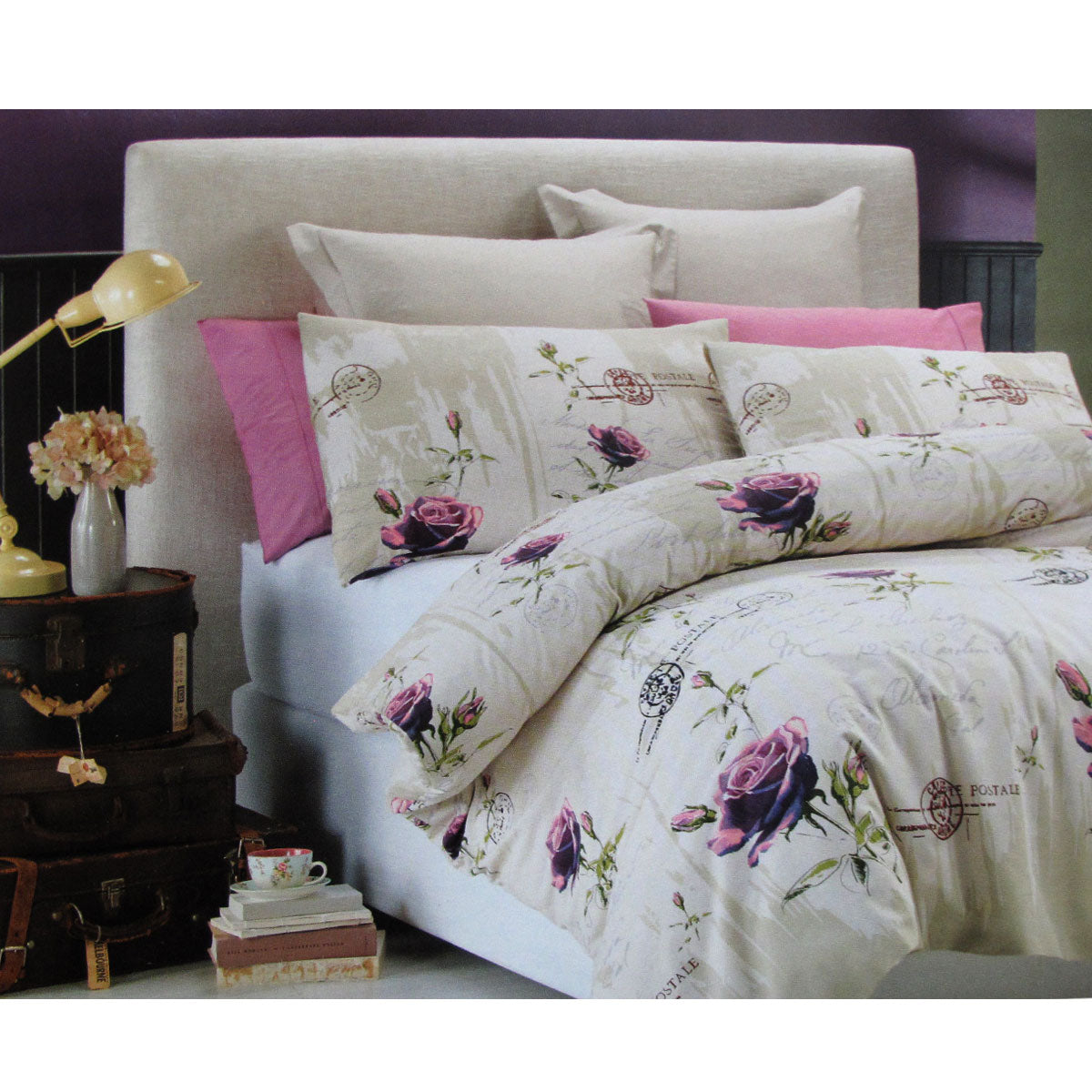 Belmondo French Rose Easy Care Quilt Cover Set Queen - Newstart Furniture