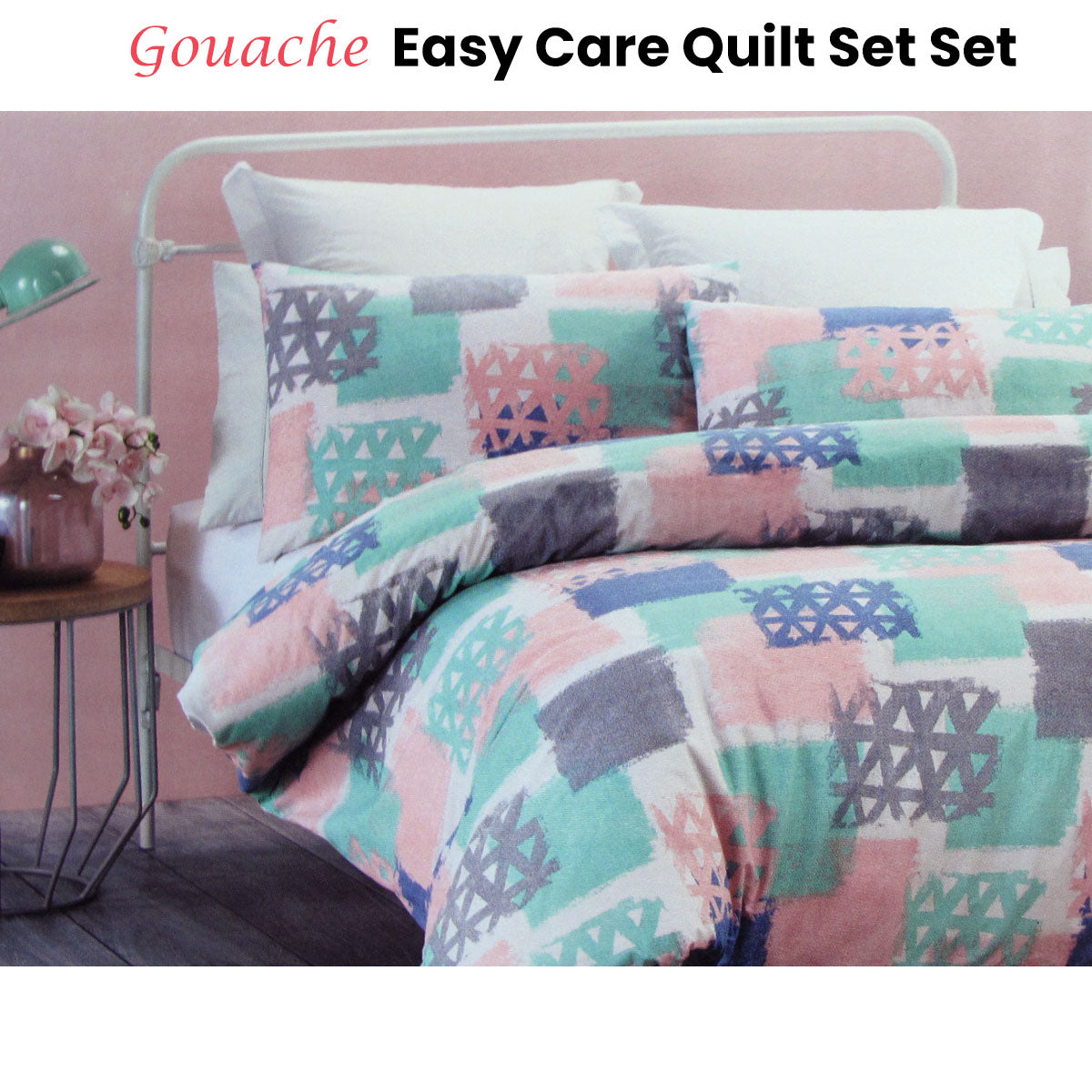 Belmondo Gouache Niro Easy Care Quilt Cover Set King - Newstart Furniture