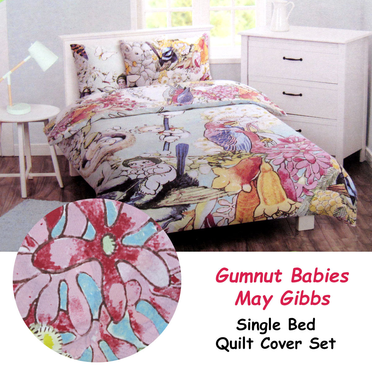 Caprice May Gibbs Gumnut Babies Licensed Quilt Cover Set Single - Newstart Furniture