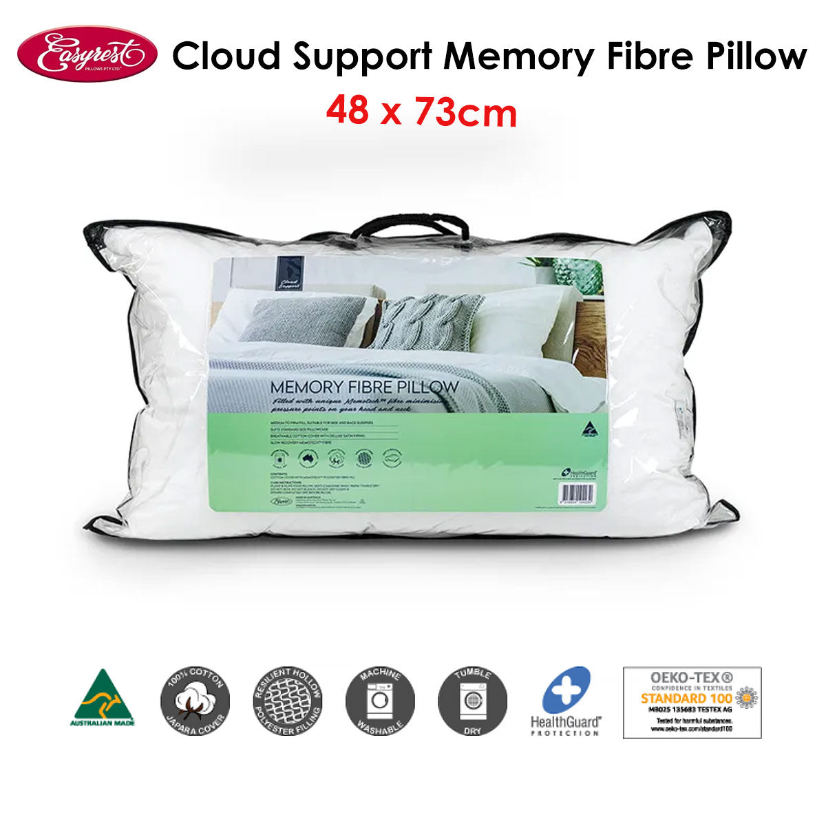 Easyrest Cloud Support Memory Fibre Pillow 48 x 73 cm - Newstart Furniture