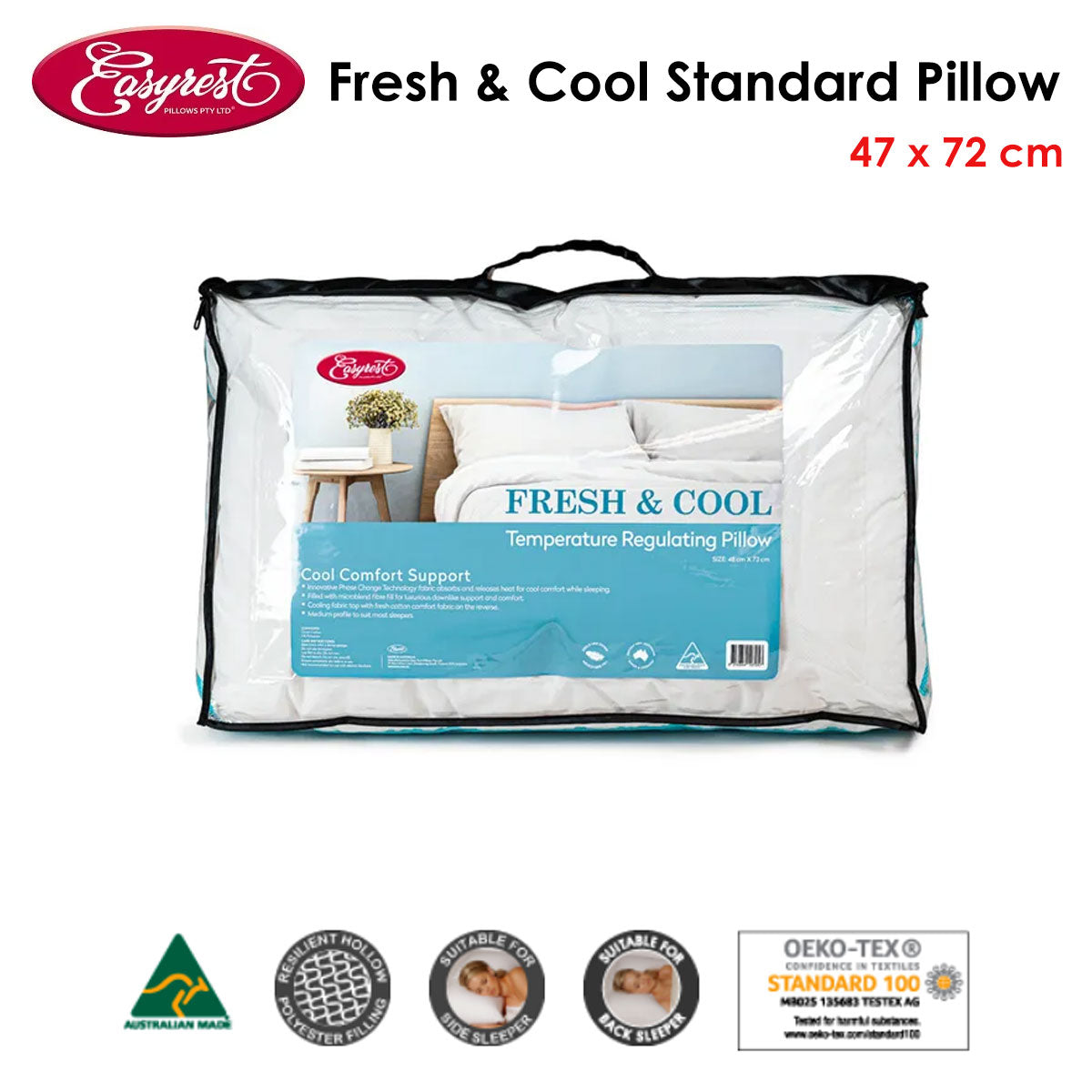 Easyrest Fresh and Cool Standard Pillow 47 x 72 cm - Newstart Furniture