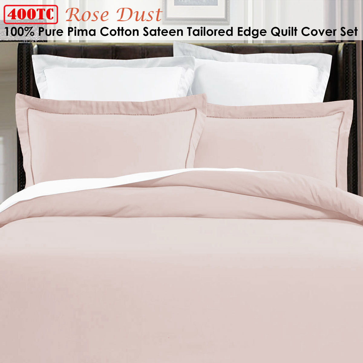 Grand Aterlier Pima Cotton Rose Dust Quilt Cover Set King - Newstart Furniture