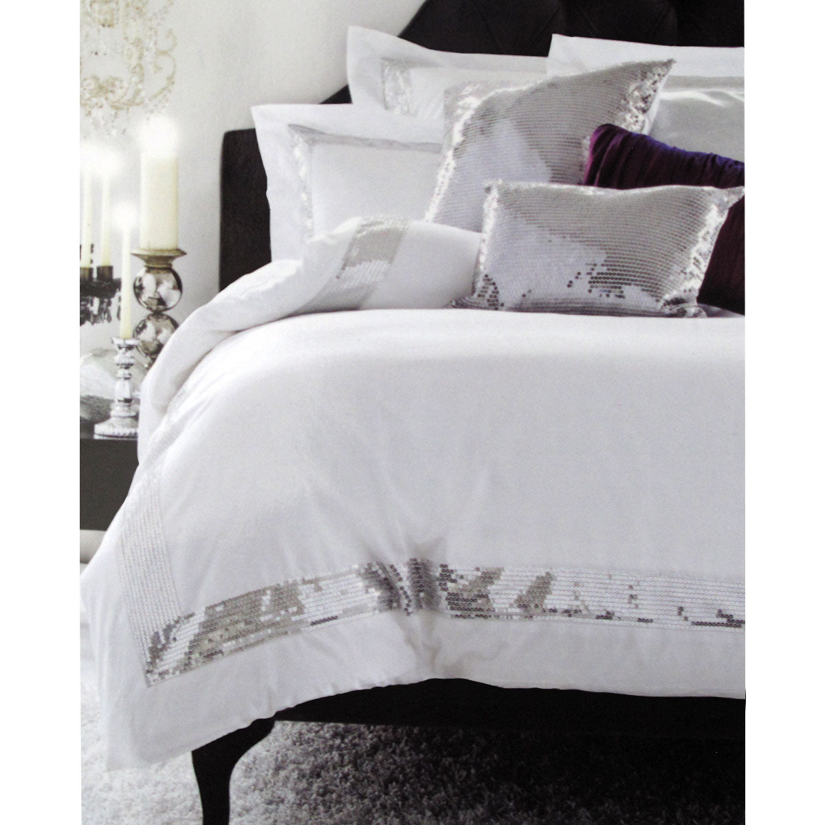Accessorize Sequins White Cotton Quilt Cover Set Single - Newstart Furniture