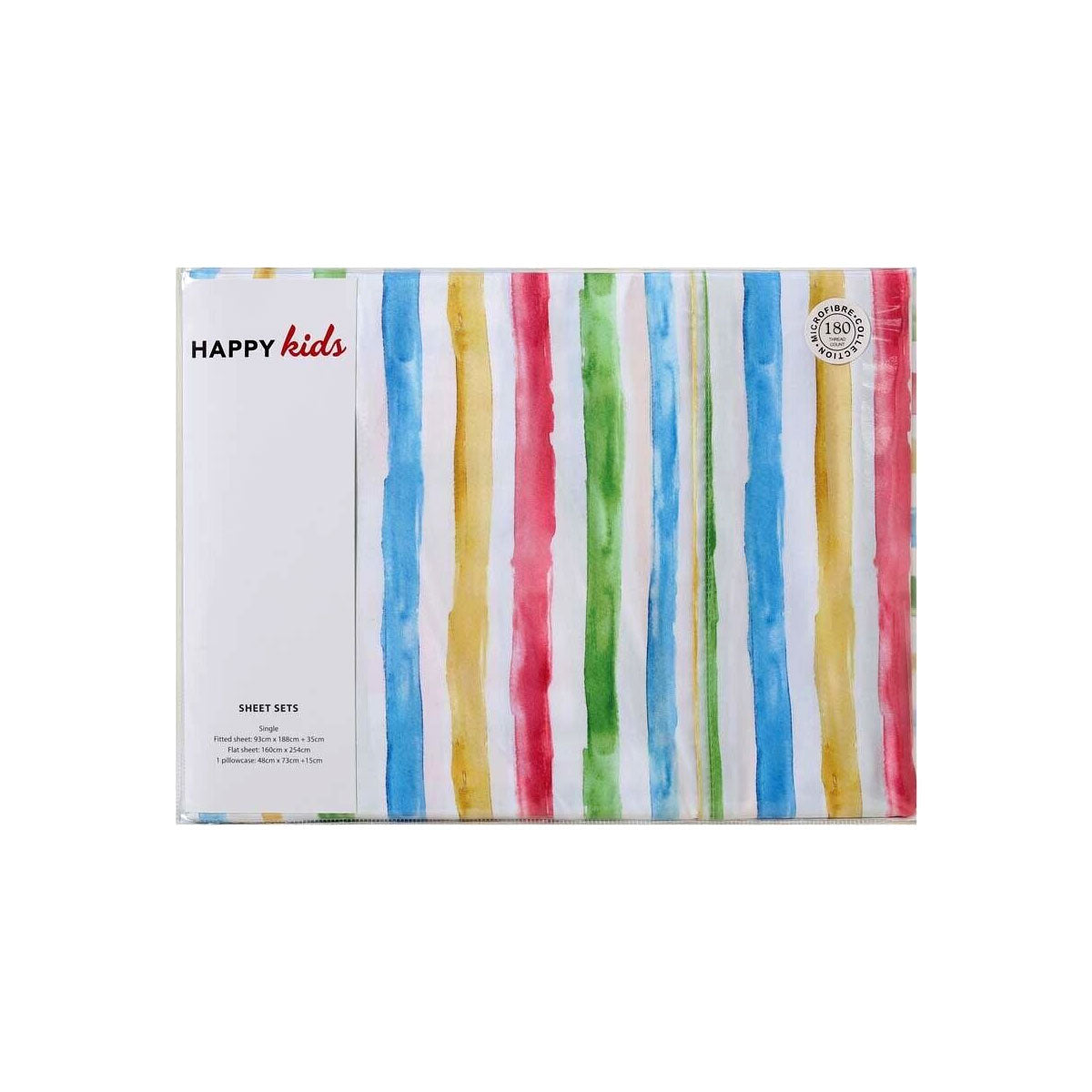 Happy Kids Multi Stripes Printed Microfibre Sheet Set Double - Newstart Furniture