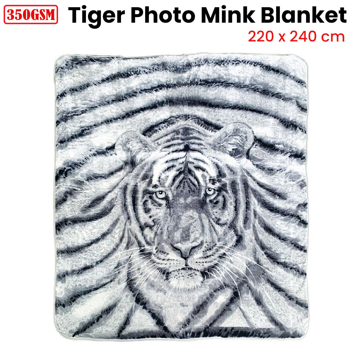 J.Elliot Home 350gsm Tiger Photo Mink Blanket - Newstart Furniture
