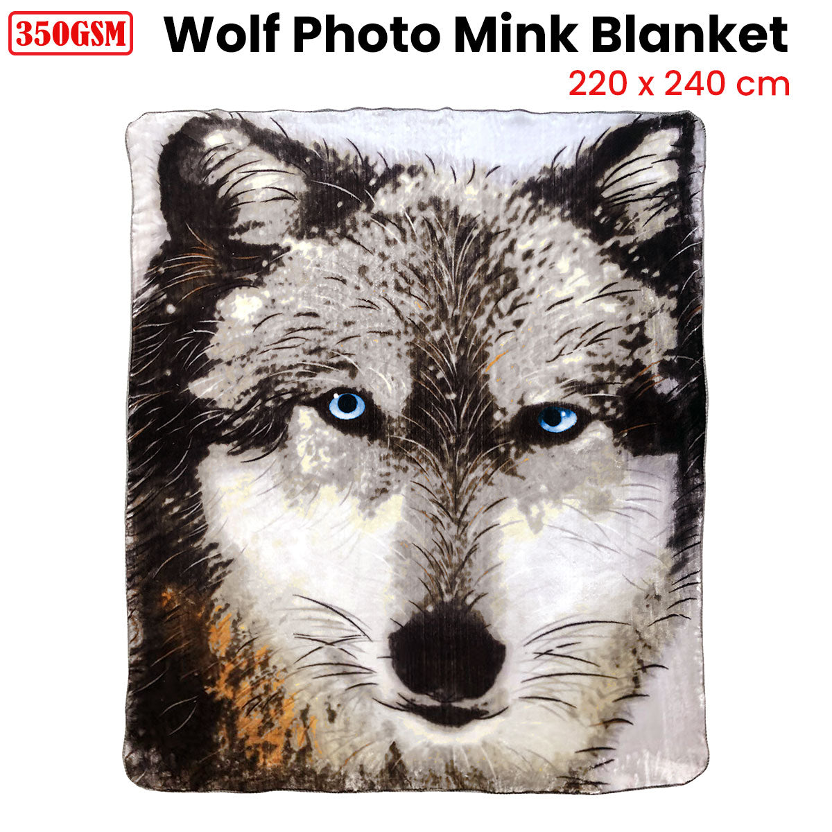 J.Elliot Home 350gsm Wolf Photo Mink Blanket - Newstart Furniture