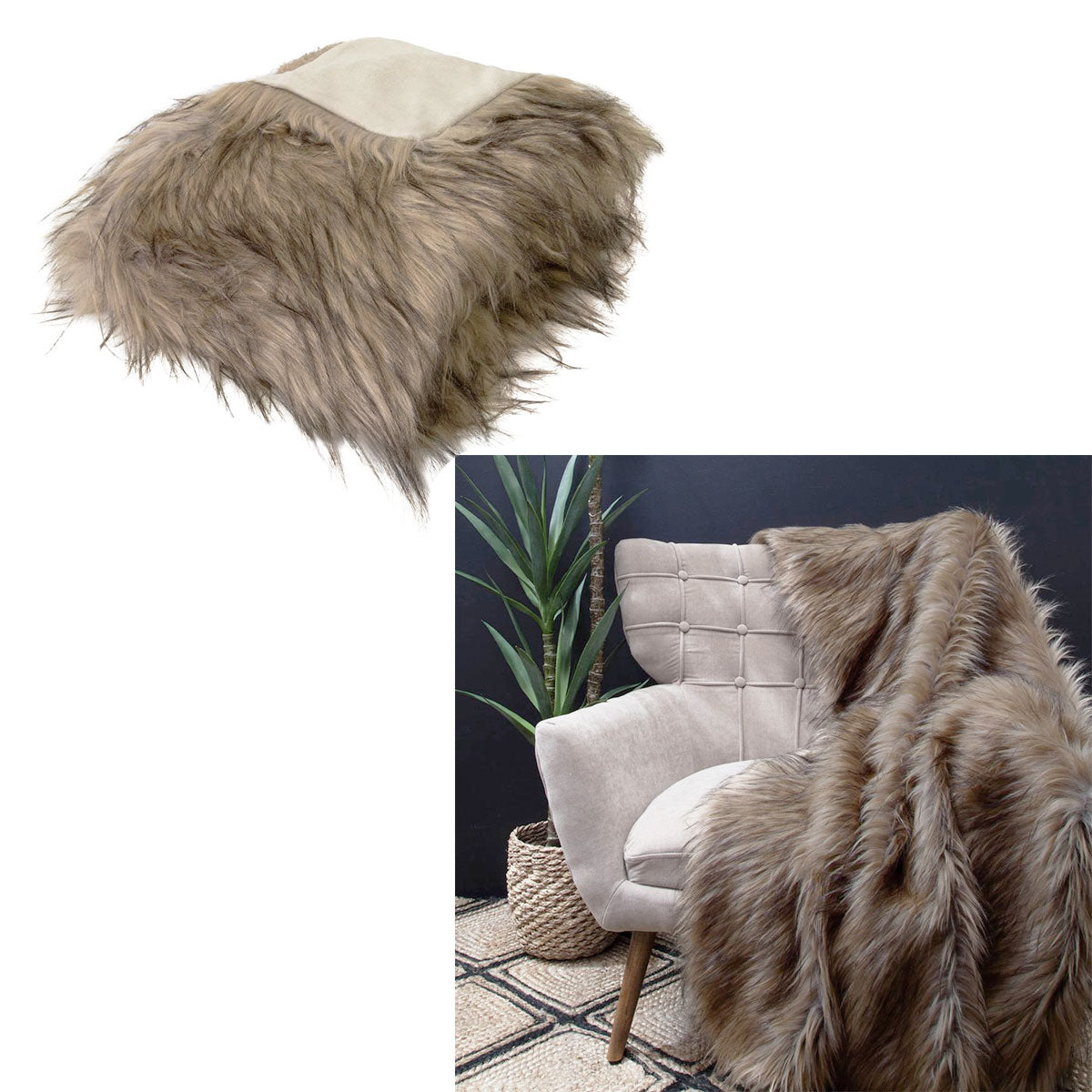 J Elliot Home Elk Luxury Faux Fur Throw 130 x 160cm - Newstart Furniture