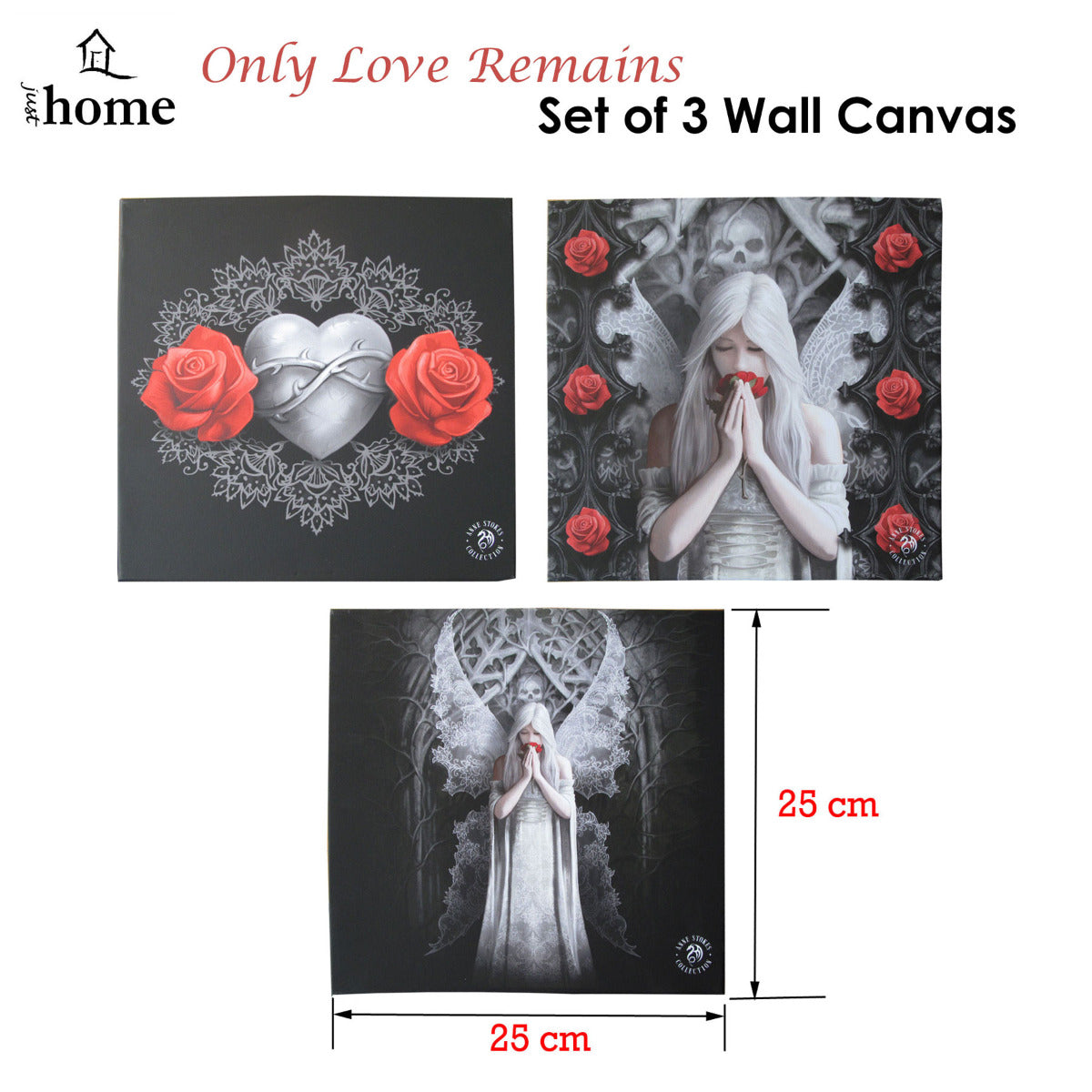 Anne Stokes Set of 3 Only Love Remains Wall Canvas - Newstart Furniture