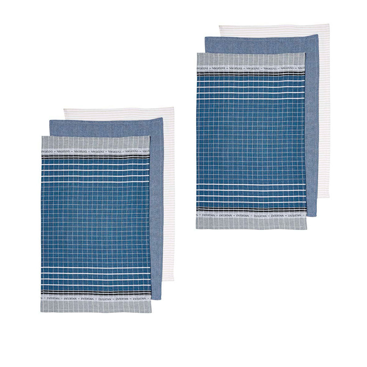 Ladelle Entertainer Set of 6 Cotton Kitchen Towels Blue - Newstart Furniture