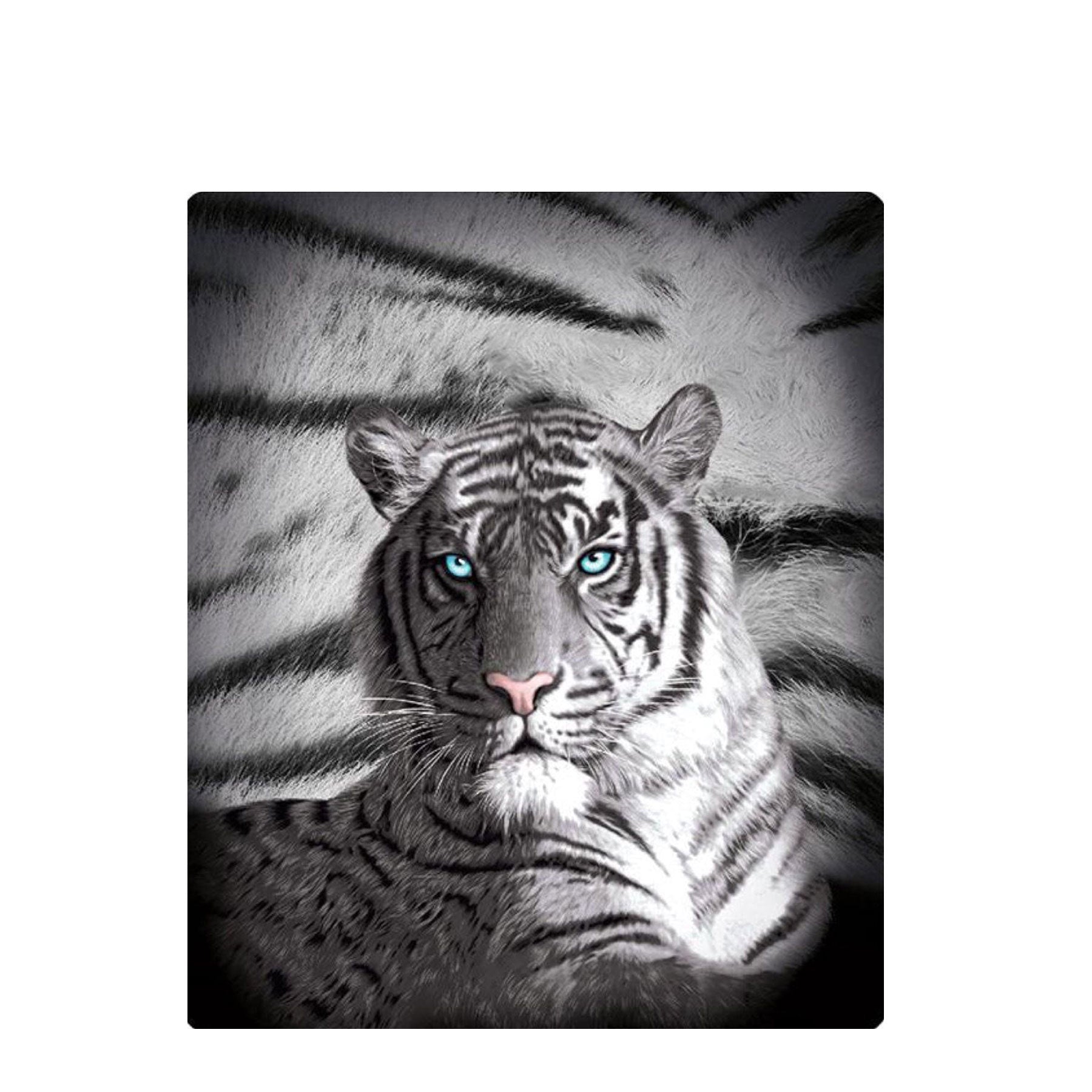 Just Home Blue Eyes Stripes Tiger Polar Fleece Throw Rug - Newstart Furniture