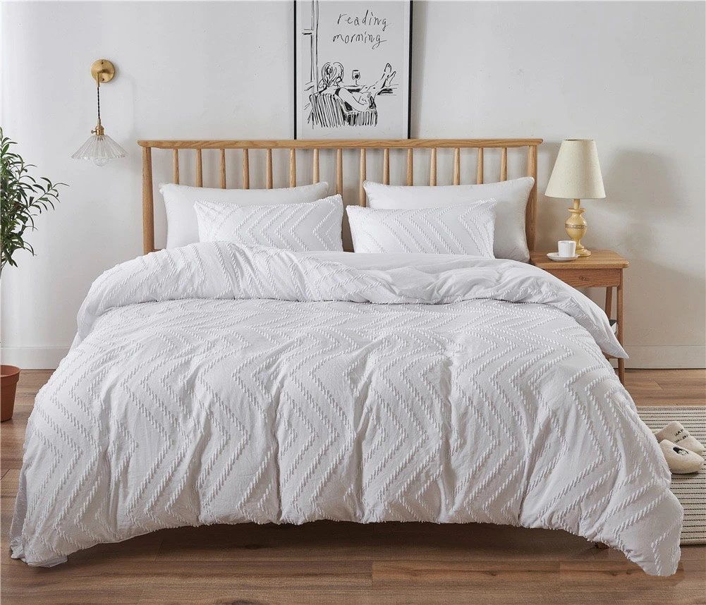 Tufted Boho Wave Jacquard King Duvet Cover Set | Newstart Furniture