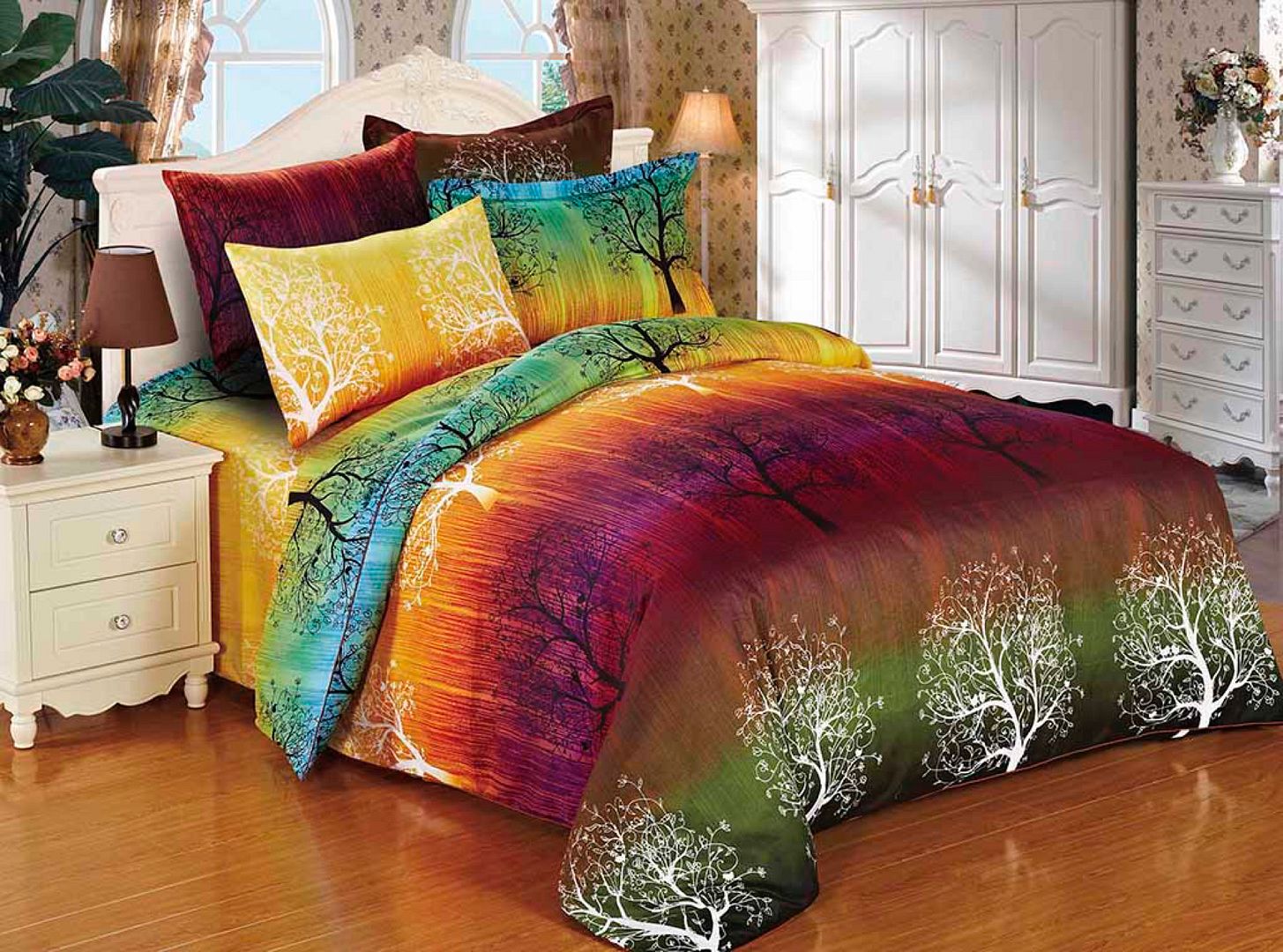 Rainbow Tree Double Quilt Cover Set | Artistic Bedroom Comfort