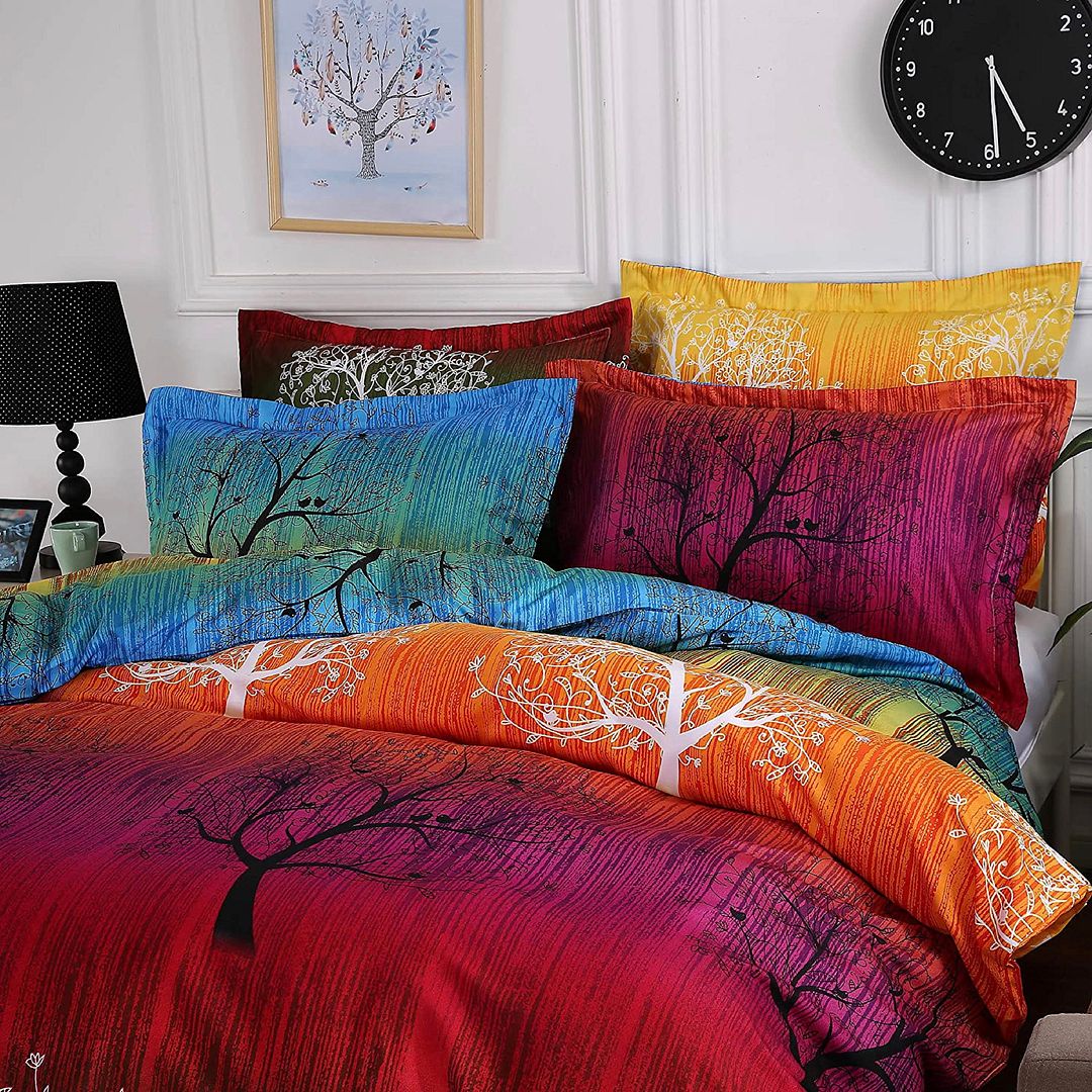 Rainbow Tree Double Quilt Cover Set | Artistic Bedroom Comfort