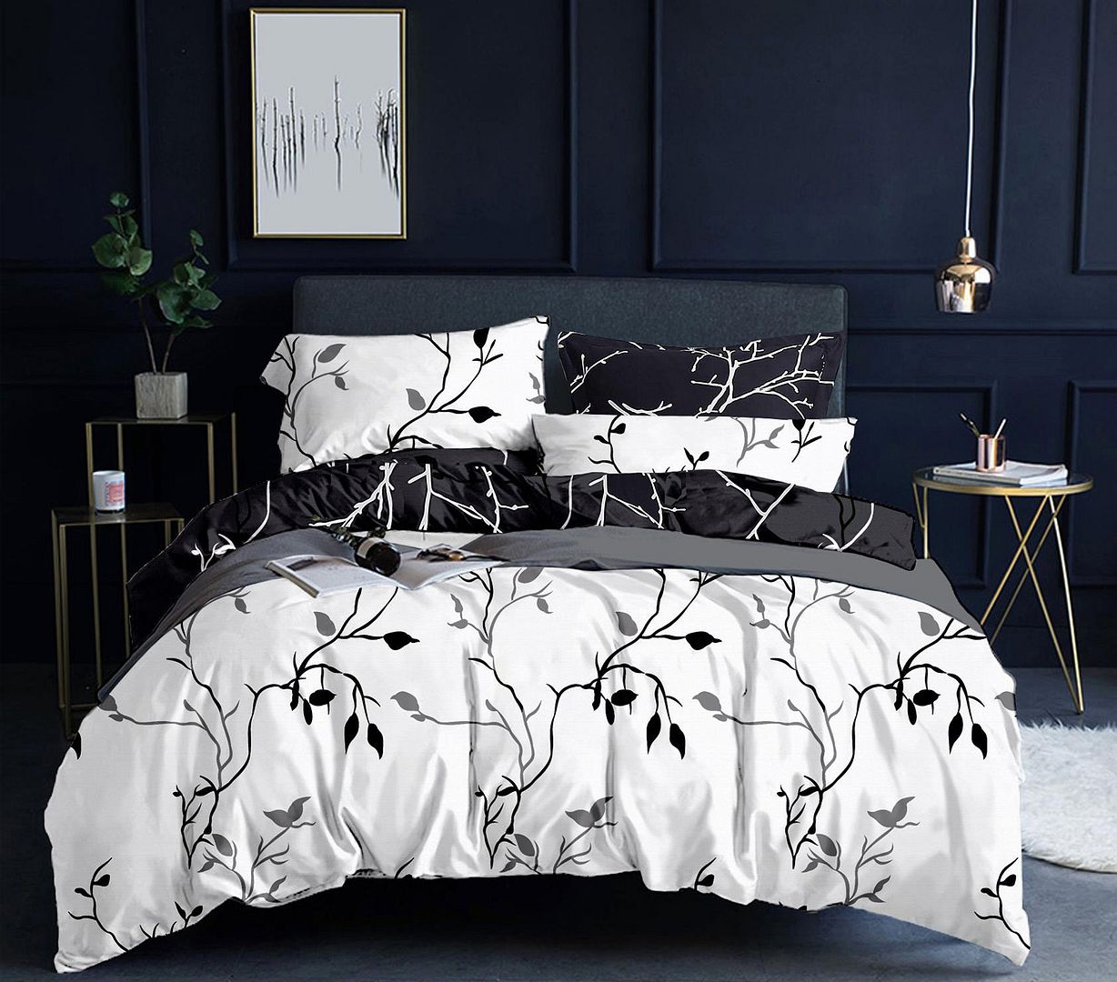 Reversible Tree Print Duvet Cover Set | Double to Super King