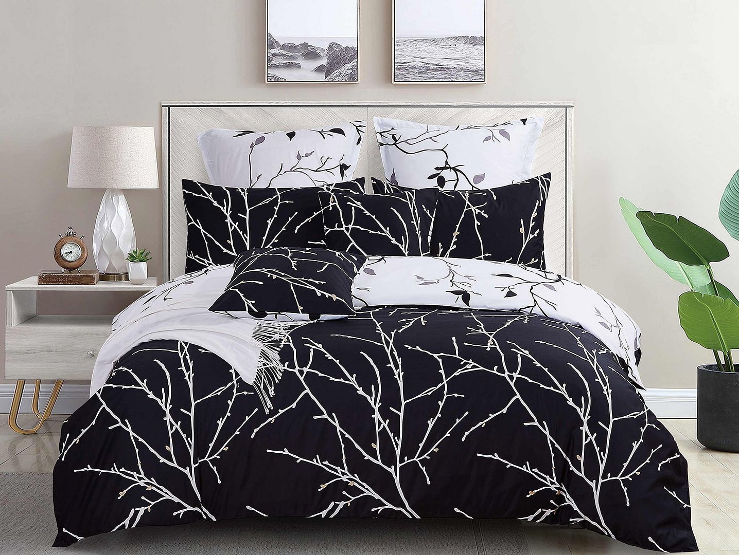 Reversible Tree Print Duvet Cover Set | Double to Super King