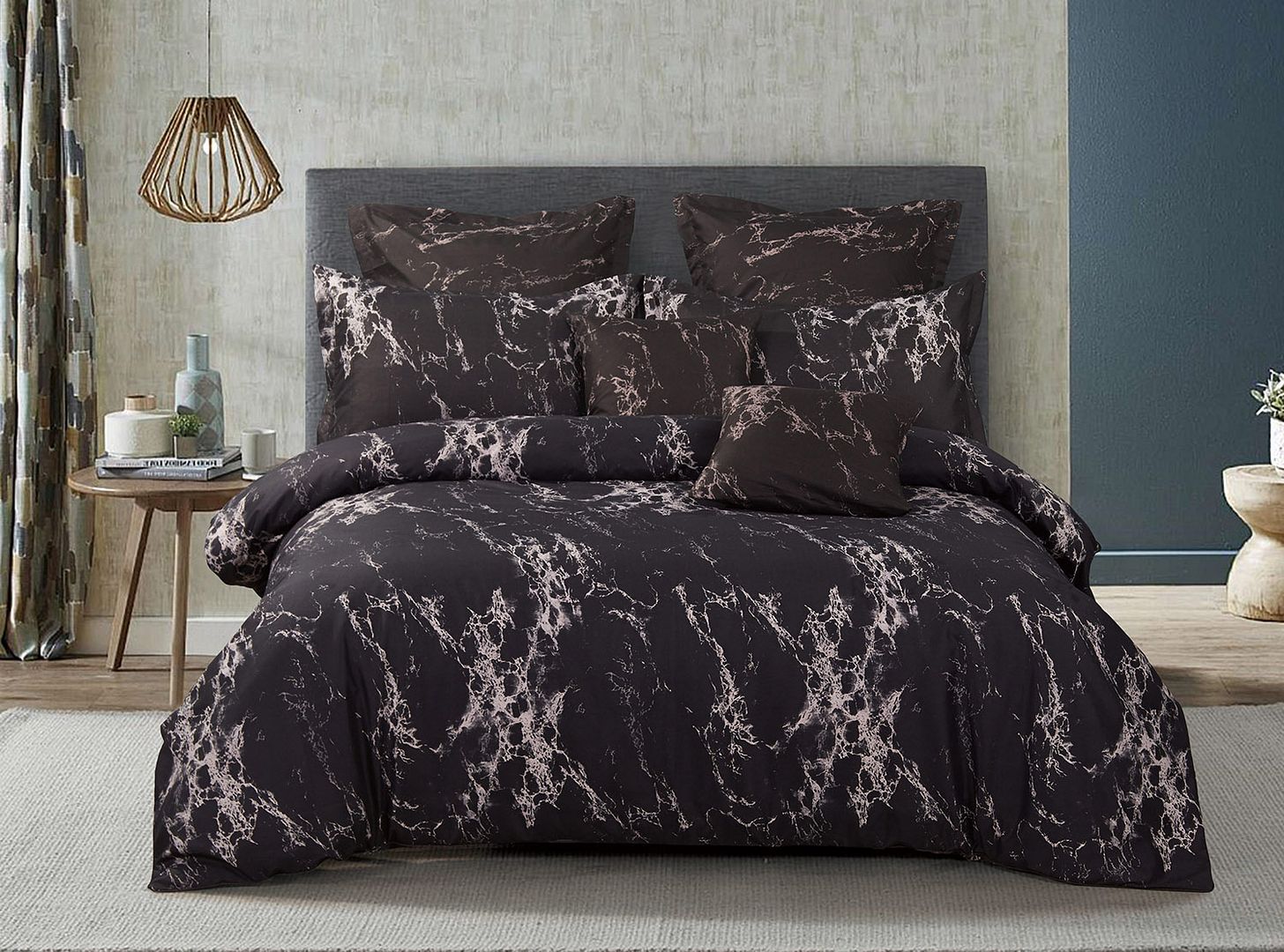 Elegant Black Marble Double Duvet Cover Set | Newstart Furniture