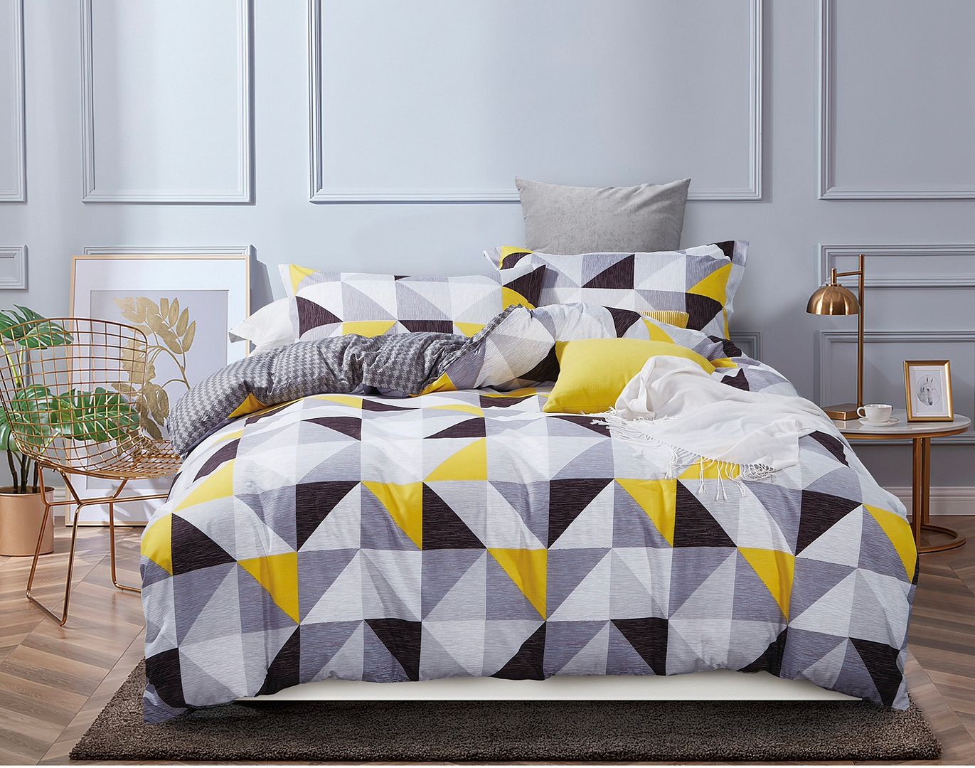 Geometric Double Duvet Cover Set | Modern Bedroom Quilt