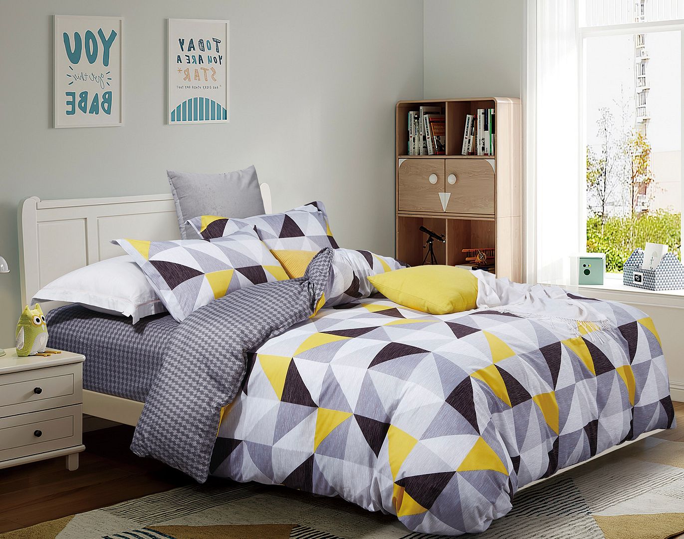 Geometric Double Duvet Cover Set | Modern Bedroom Quilt