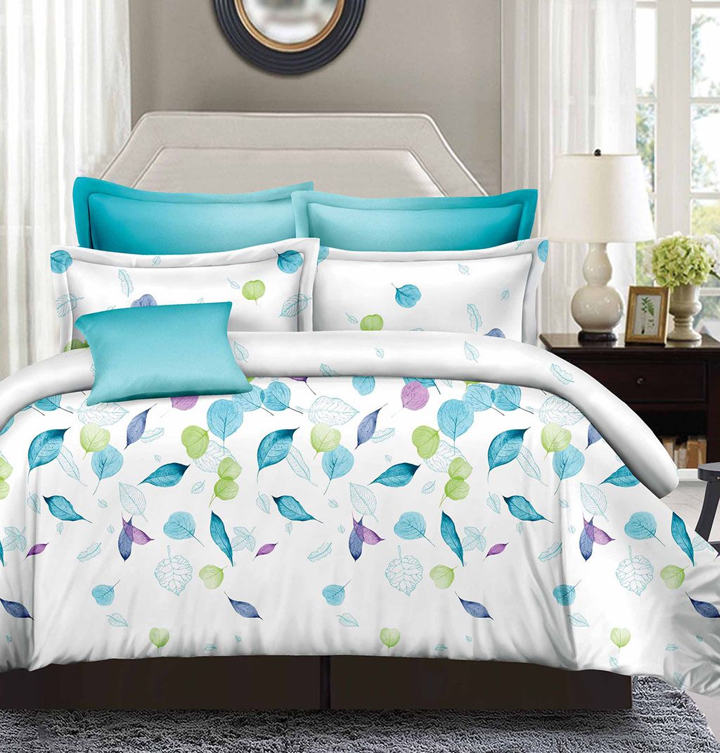 Leaves Pattern King Size Duvet Cover Set with Pillowcases