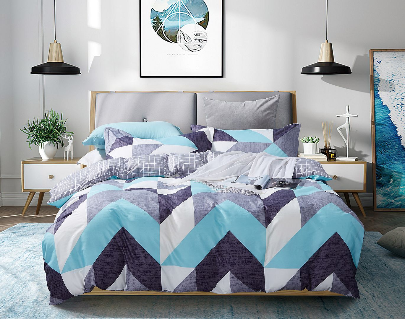 Kian King Size Duvet Cover Set | Artistic Quilt Bedding