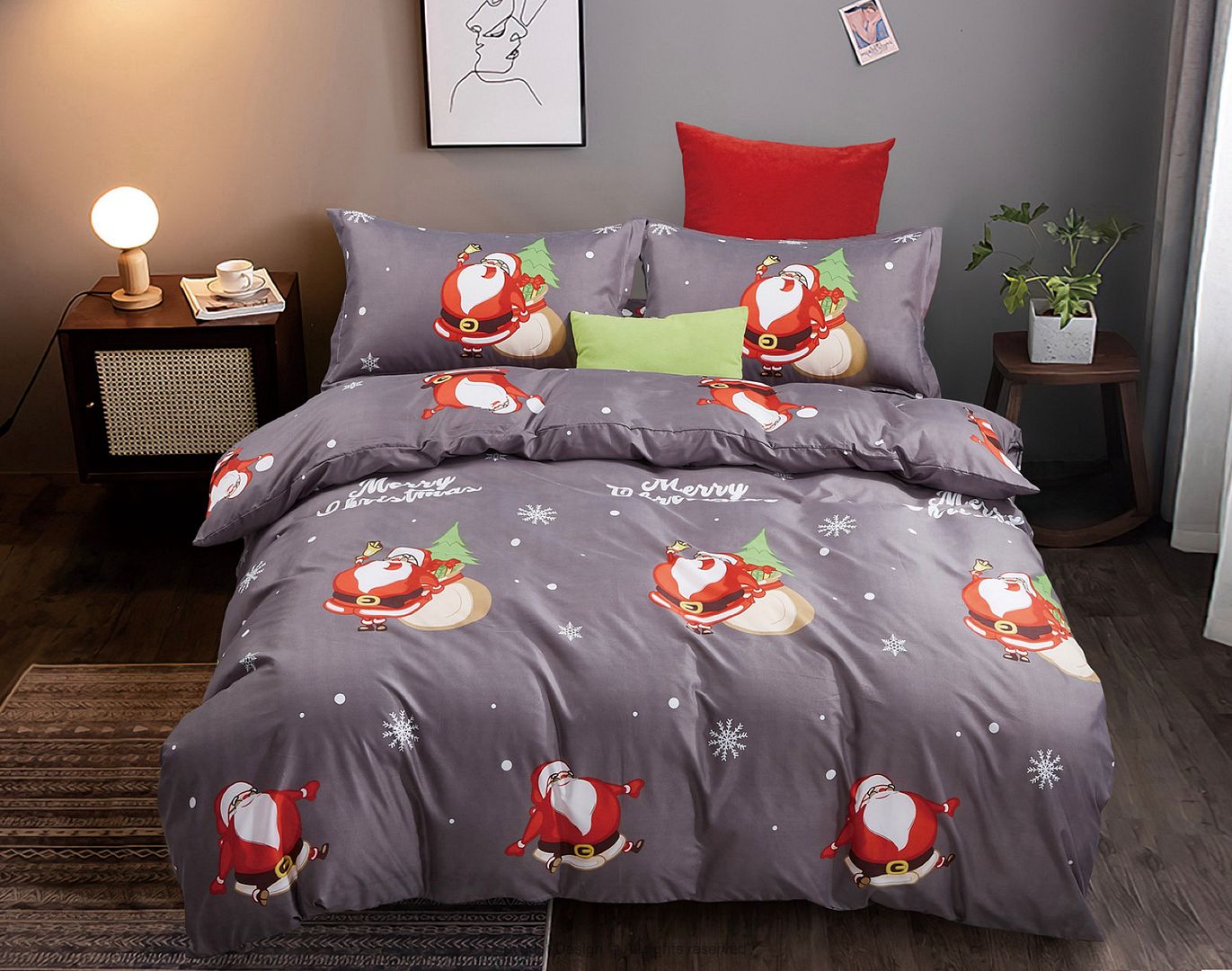 Festive Santa Christmas Quilt Cover Set | King Size