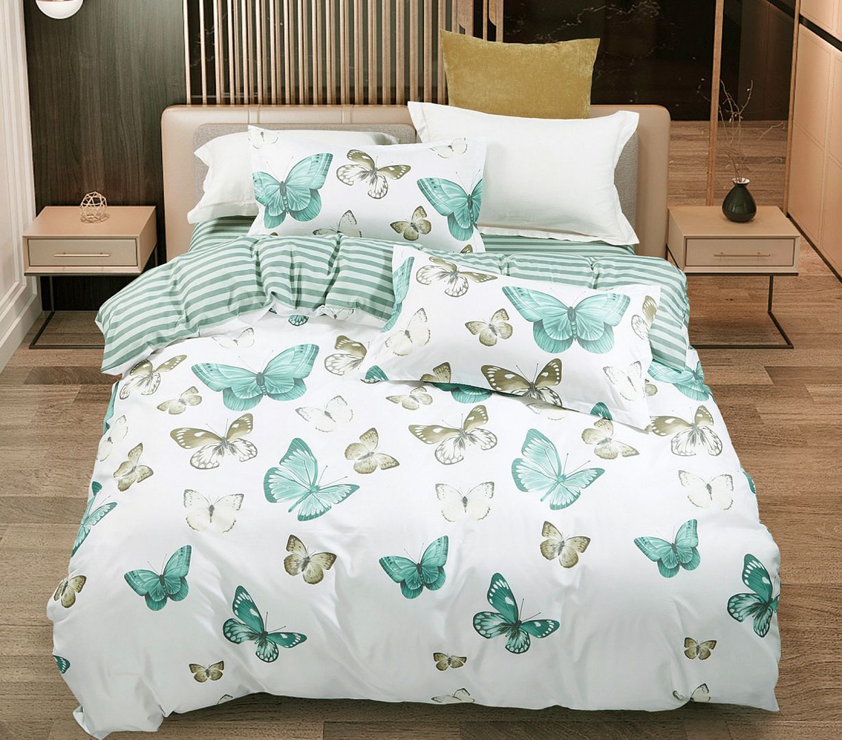 Fleur Butterfly King Quilt Cover Set | Elegant Bedroom Decor